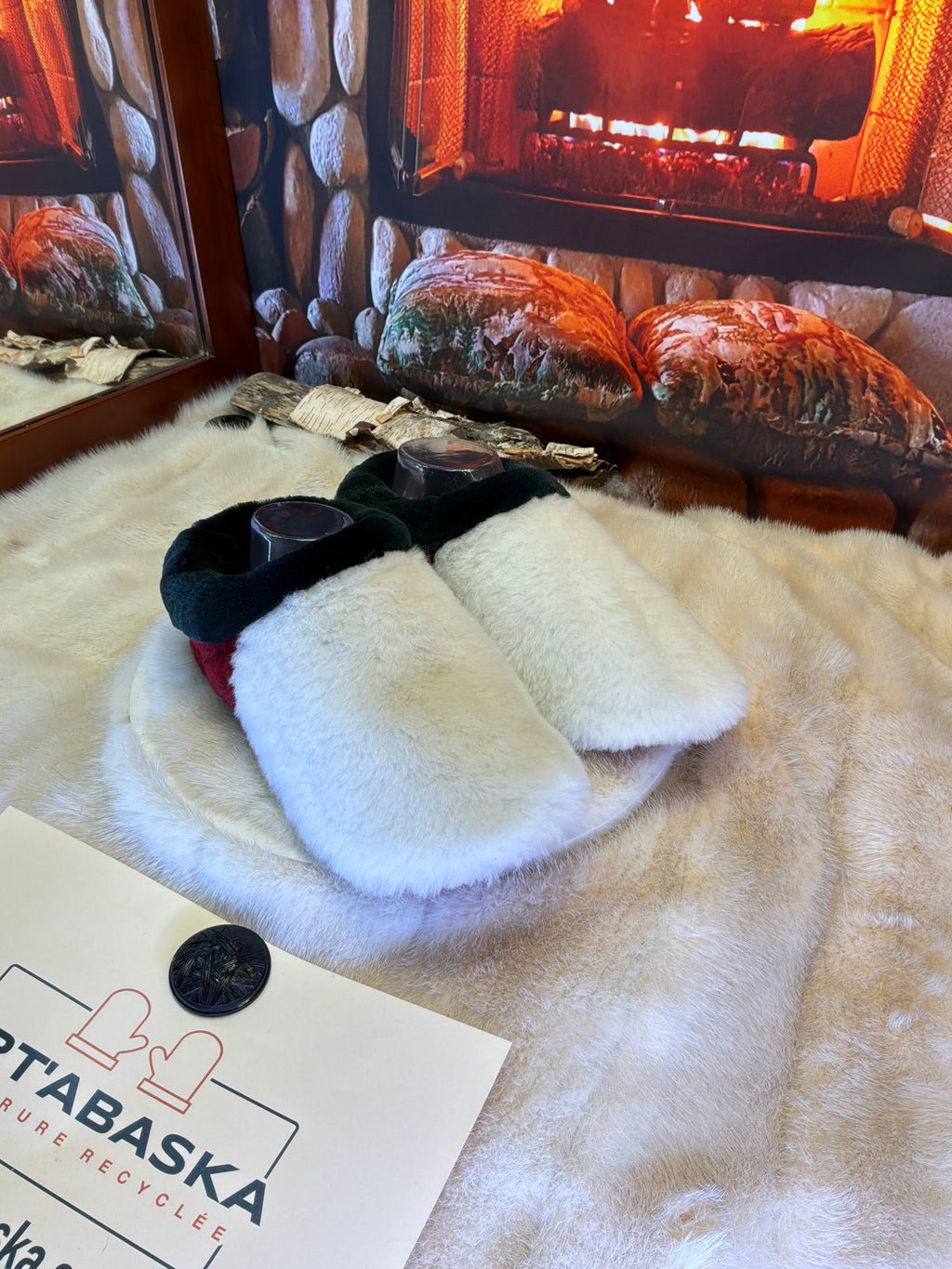 Slipper Jacqueline pointure 9 femme – Sherling italien & cuir recyclé, pièce unique faite à la main au Québec