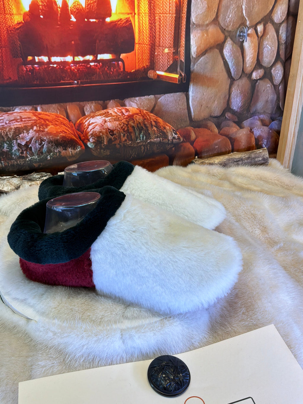 Slipper Jacqueline pointure 9 femme – Sherling italien & cuir recyclé, pièce unique faite à la main au Québec