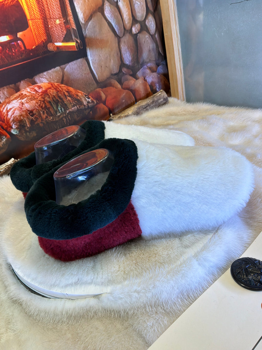 Slipper Jacqueline pointure 9 femme – Sherling italien & cuir recyclé, pièce unique faite à la main au Québec
