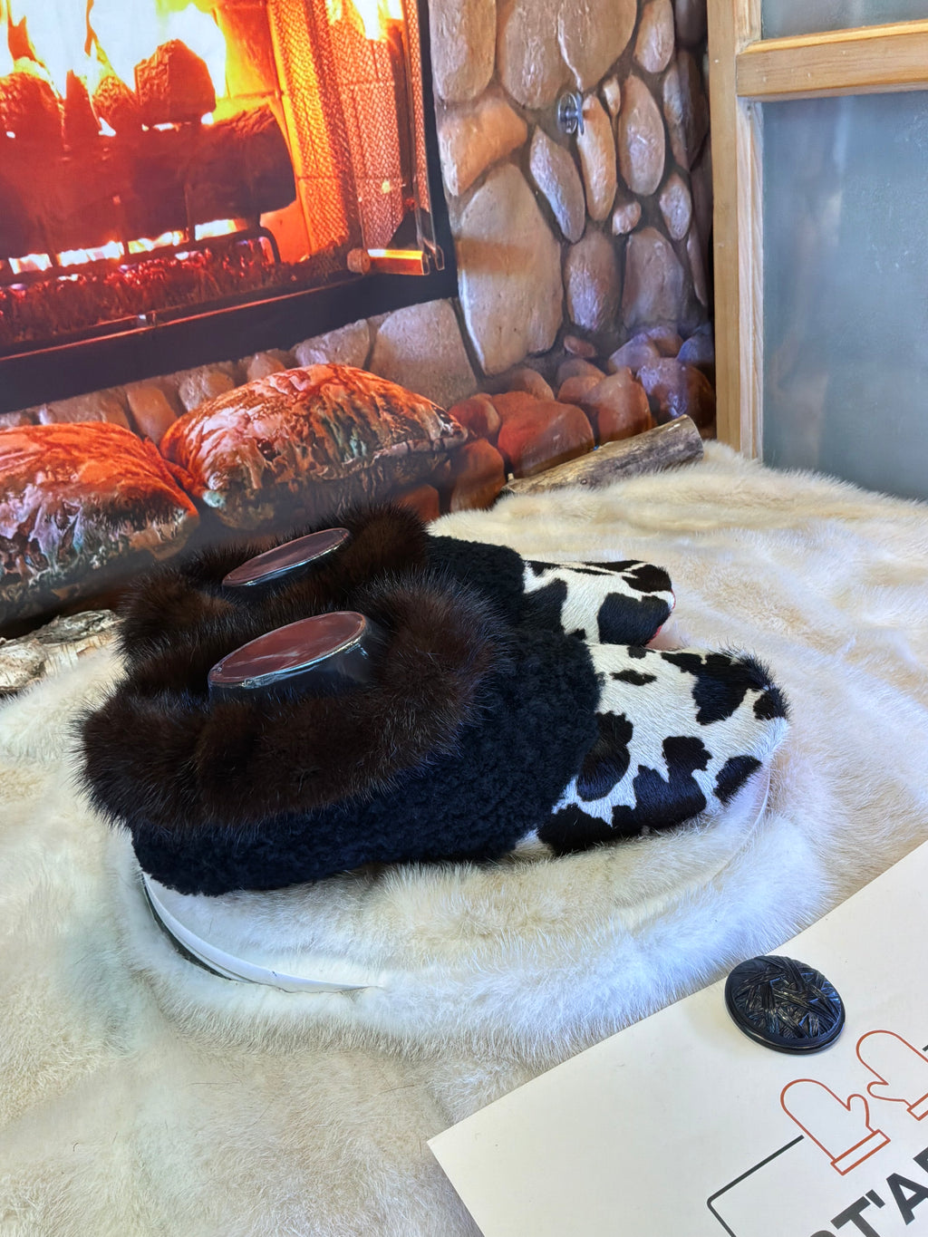 Slipper pointure 9 Homme / 11 femme  – Sherling italien & cuir recyclé, pièce unique faite à la main au Québec (Copie)