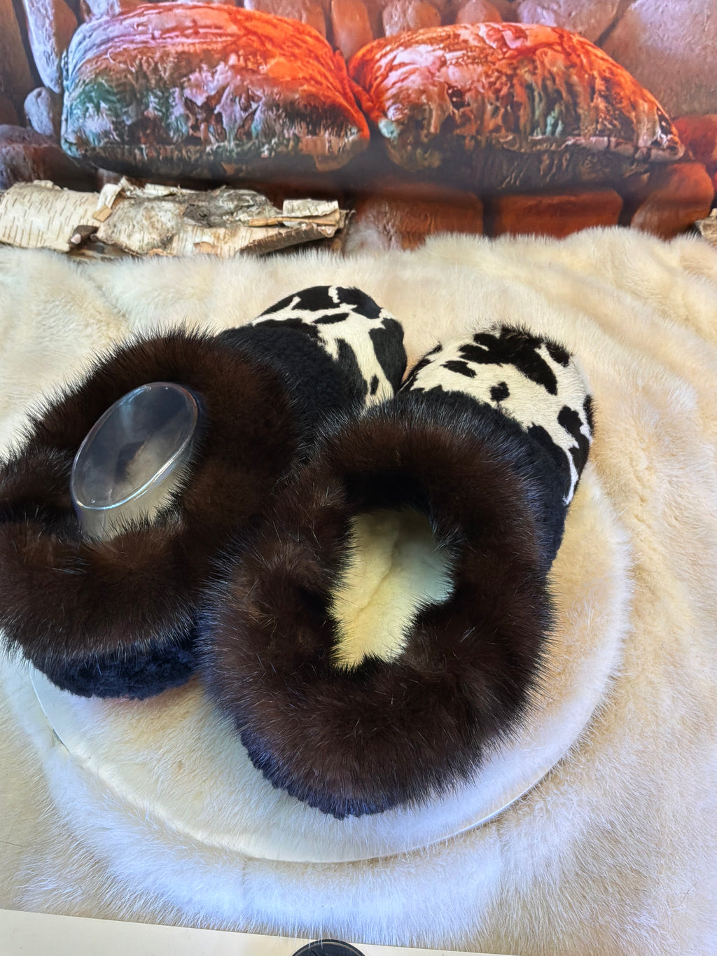 Slipper pointure 9 Homme / 11 femme  – Sherling italien & cuir recyclé, pièce unique faite à la main au Québec (Copie)