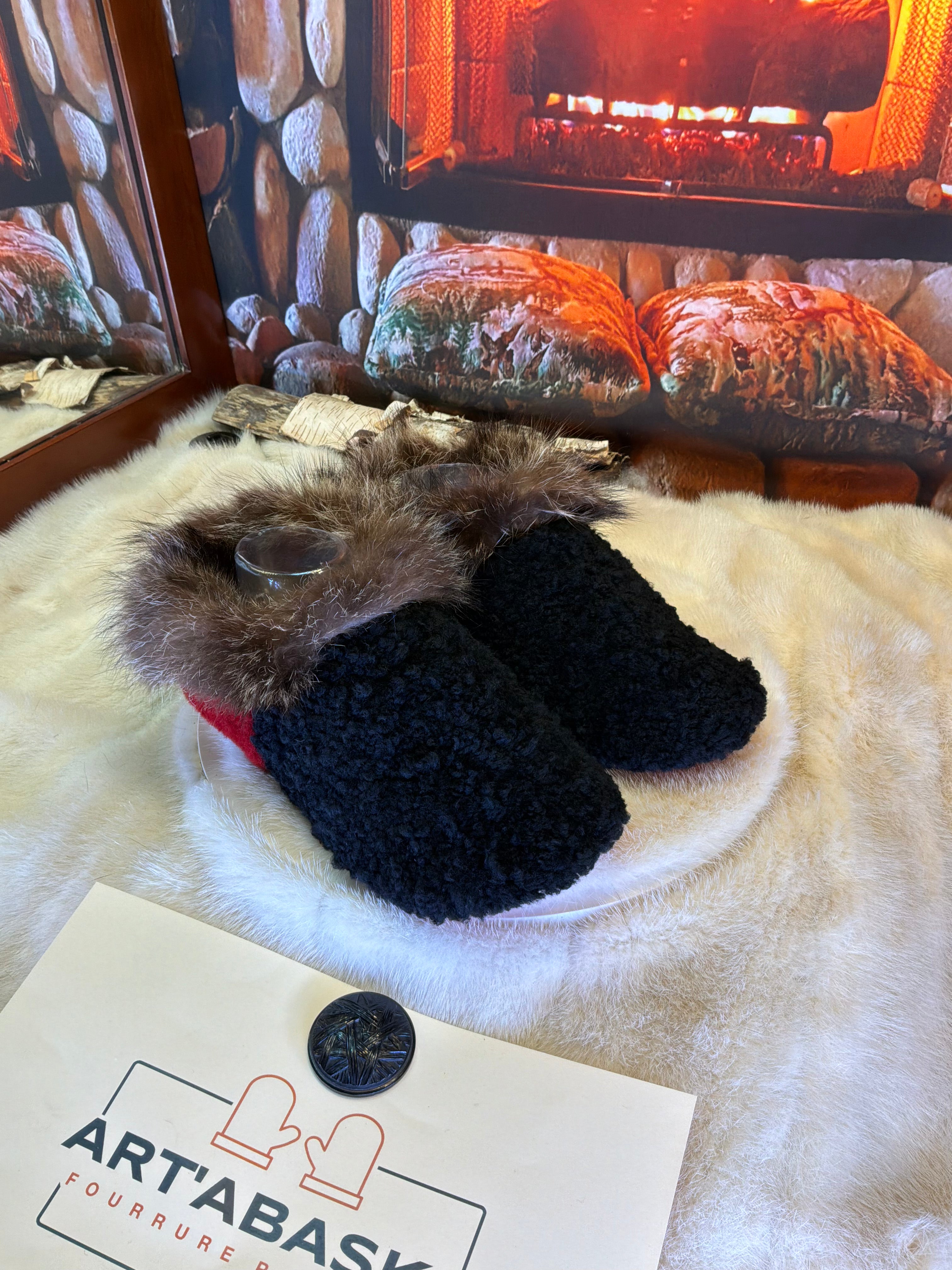 Slipper Simone pointure 9 femme – Sherling italien & cuir recyclé, pièce unique faite à la main au Québec