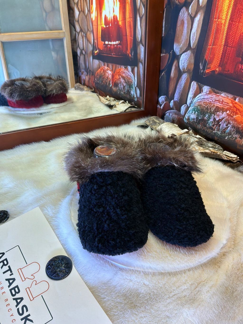 Slipper Simone pointure 9 femme – Sherling italien & cuir recyclé, pièce unique faite à la main au Québec