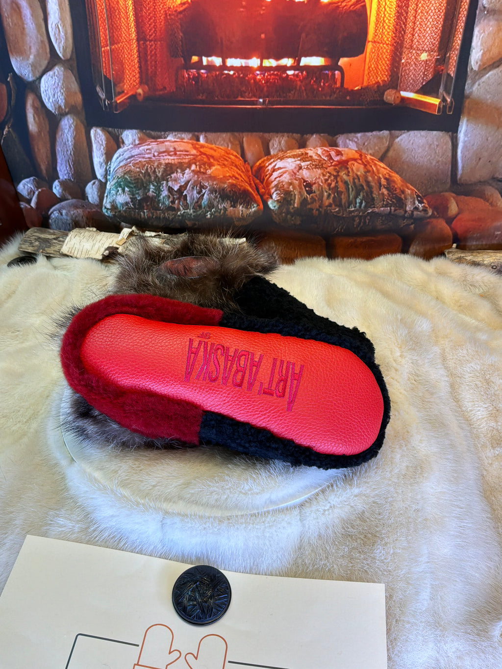 Slipper Simone pointure 9 femme – Sherling italien & cuir recyclé, pièce unique faite à la main au Québec