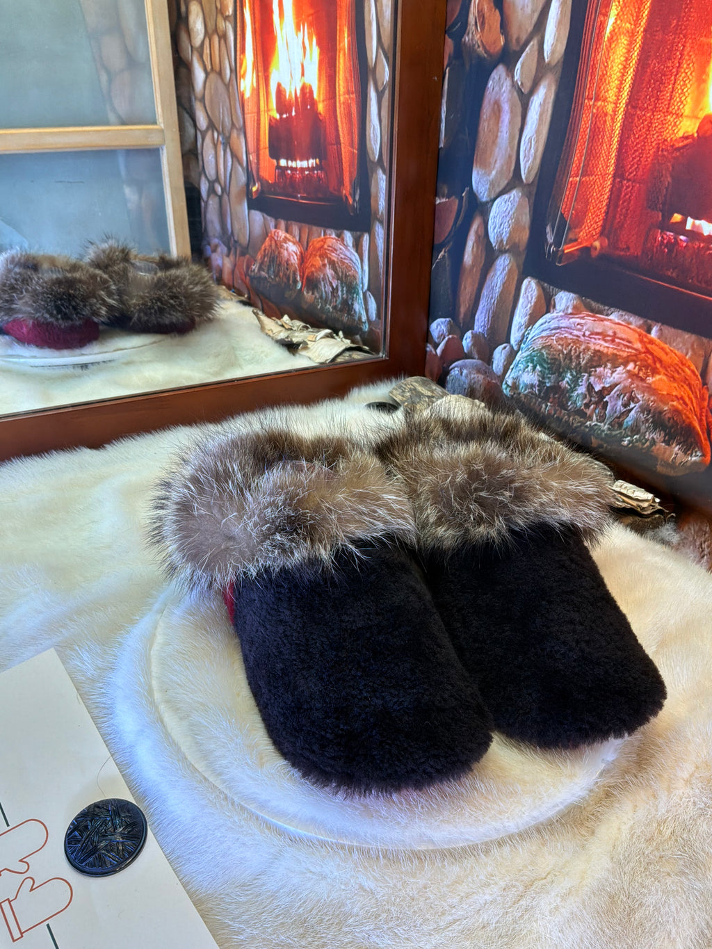 Slipper Jeanette pointure 9 femme – Sherling italien & cuir recyclé, pièce unique faite à la main au Québec