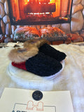 Slipper Lina pointure 9 femme – Sherling italien & cuir recyclé, pièce unique faite à la main au Québec