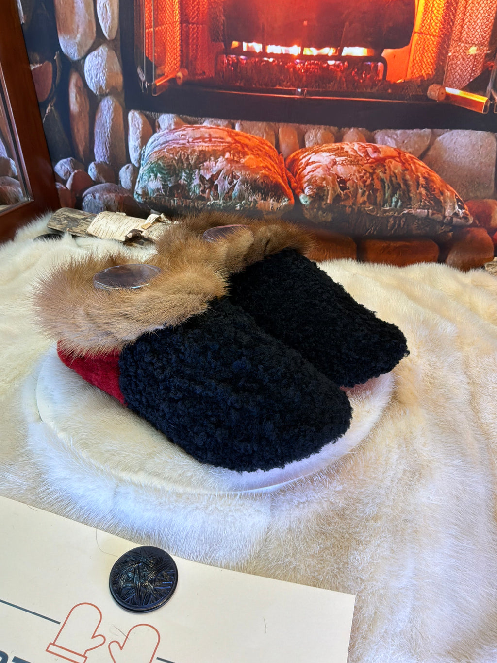 Slipper Lina pointure 9 femme – Sherling italien & cuir recyclé, pièce unique faite à la main au Québec
