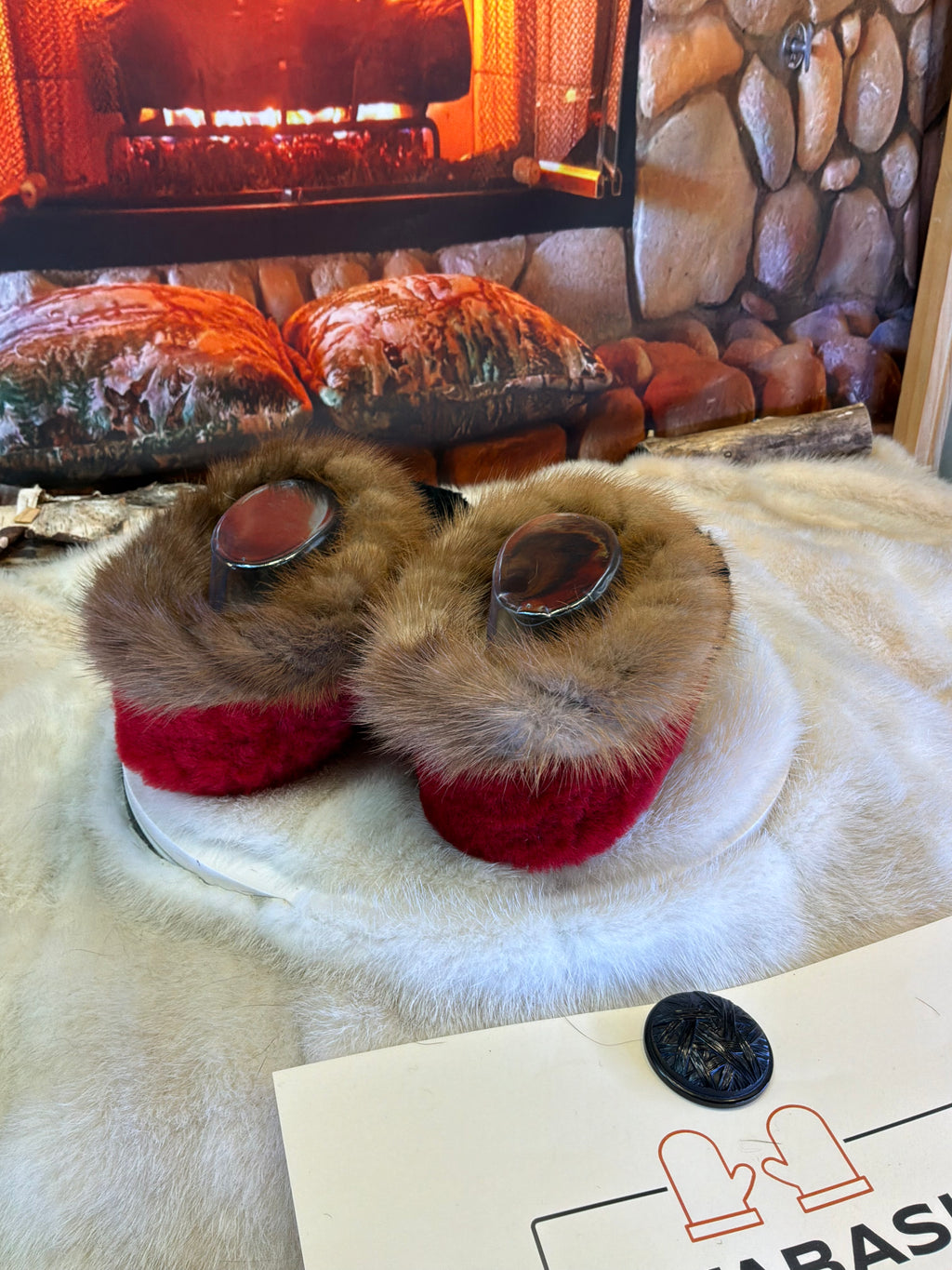 Slipper Lina pointure 9 femme – Sherling italien & cuir recyclé, pièce unique faite à la main au Québec