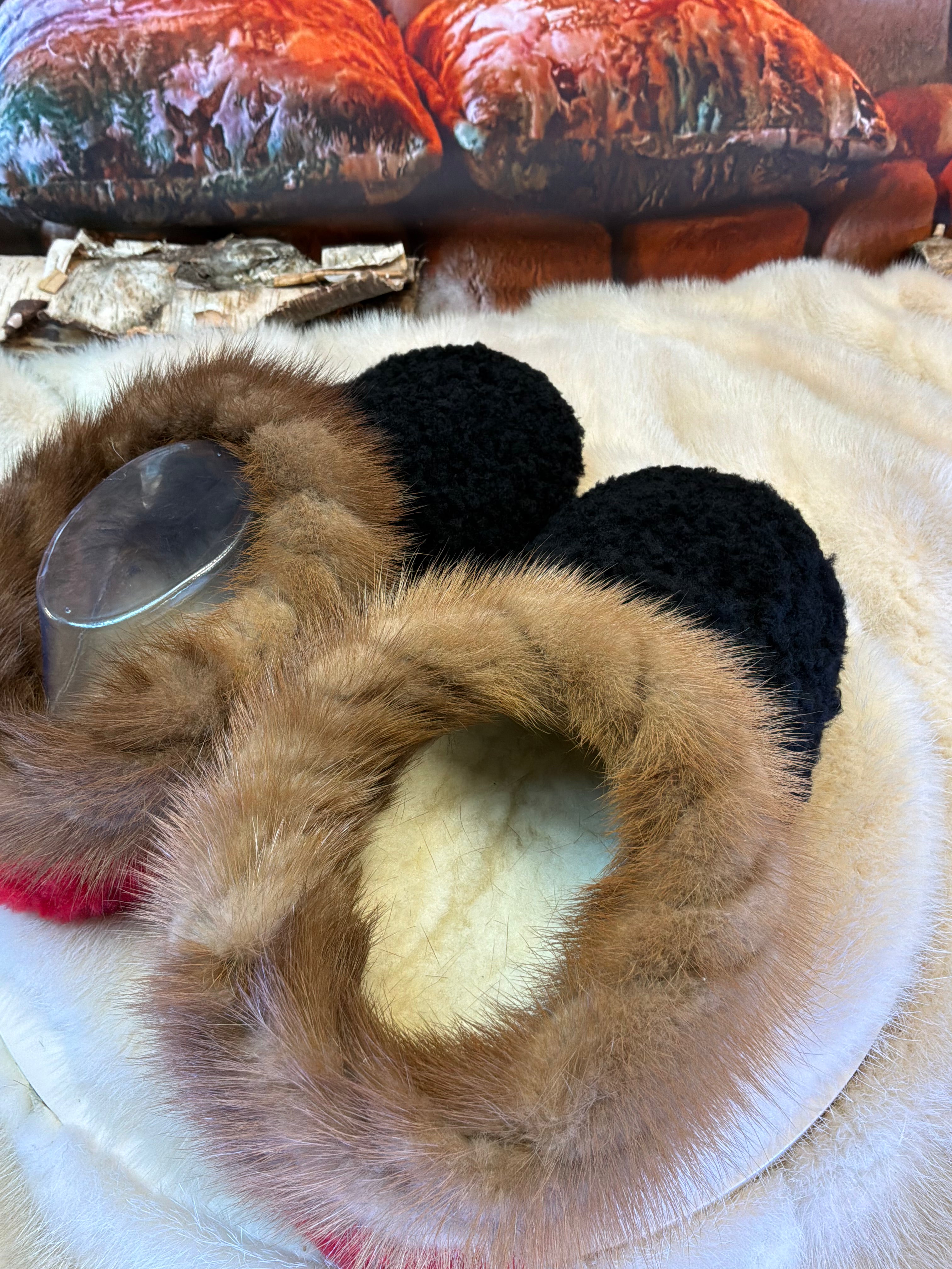 Slipper Lina pointure 9 femme – Sherling italien & cuir recyclé, pièce unique faite à la main au Québec