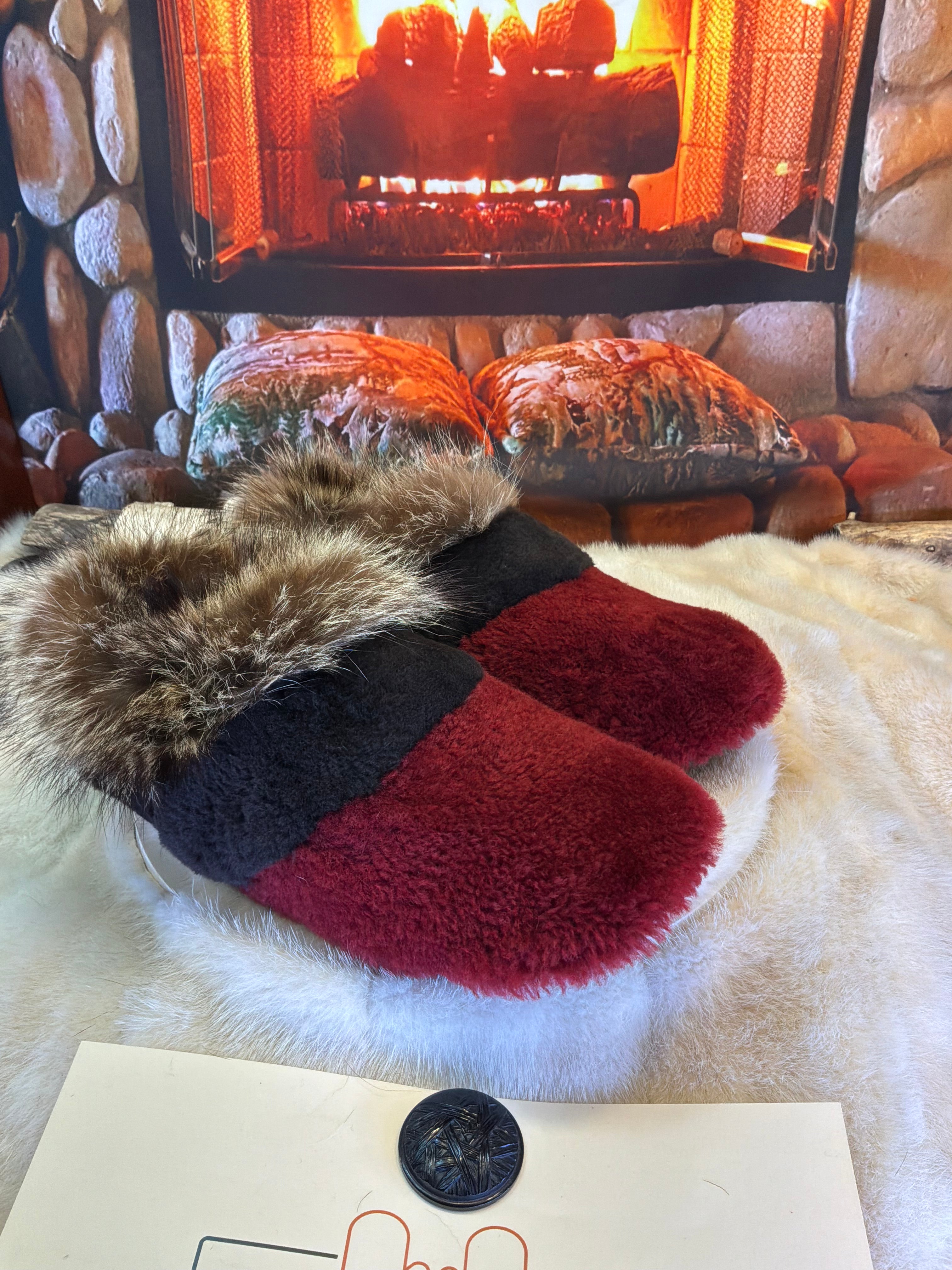 Slipper Marguerite pointure 11 Homme – Sherling italien & cuir recyclé, pièce unique faite à la main au Québec
