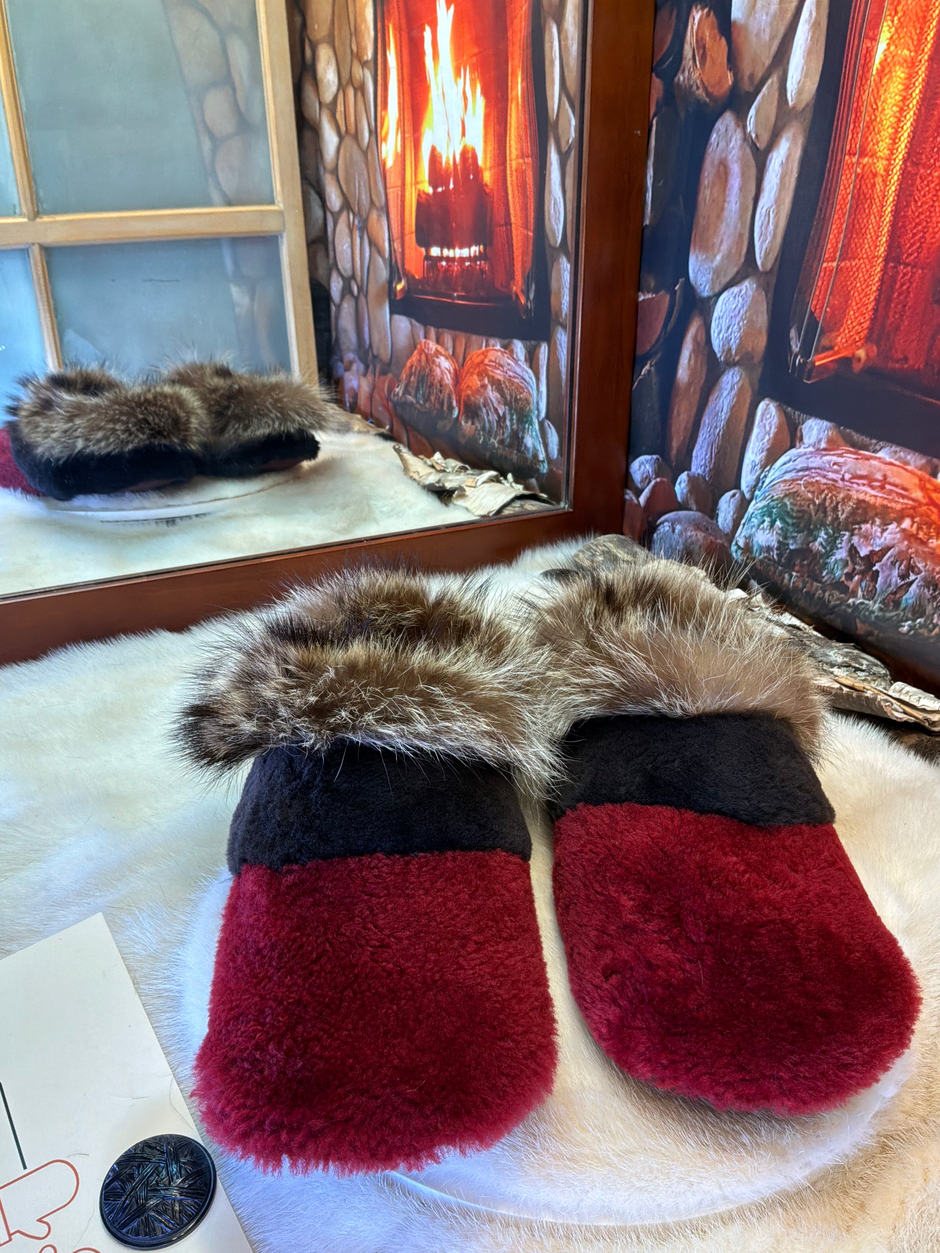 Slipper Marguerite pointure 11 Homme – Sherling italien & cuir recyclé, pièce unique faite à la main au Québec