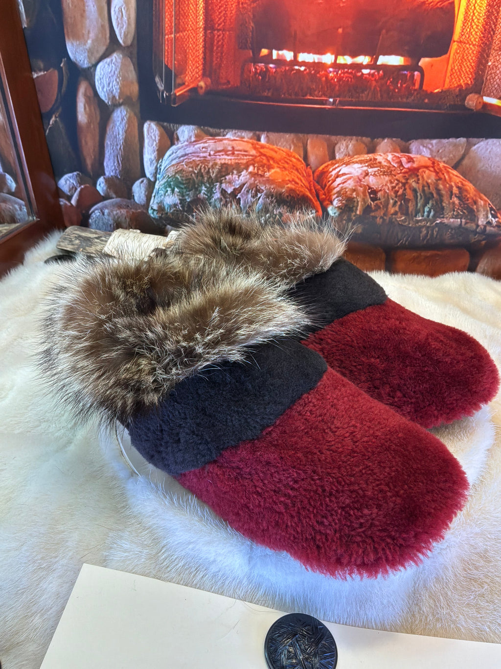 Slipper Marguerite pointure 11 Homme – Sherling italien & cuir recyclé, pièce unique faite à la main au Québec