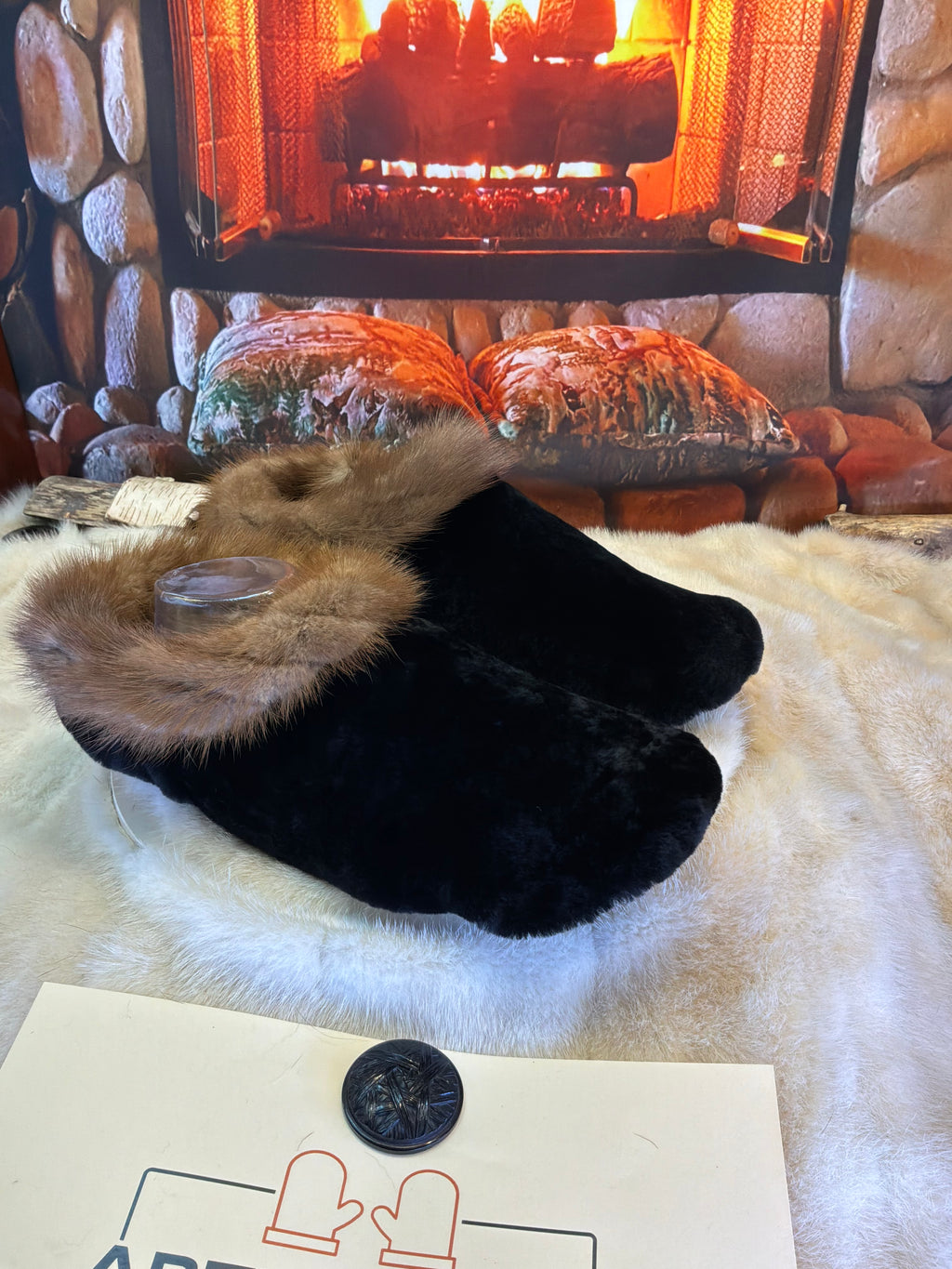 Slipper Colette pointure 11 Homme – Sherling italien & cuir recyclé, pièce unique faite à la main au Québec