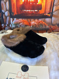 Slipper Colette pointure 11 Homme – Sherling italien & cuir recyclé, pièce unique faite à la main au Québec