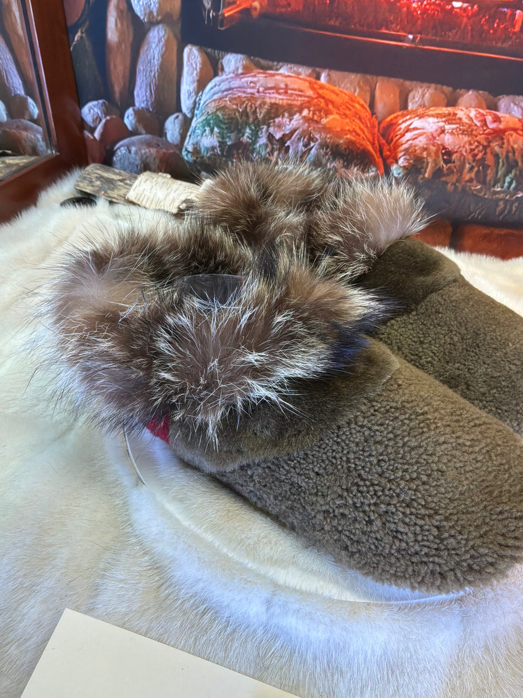Slipper Germaine pointure 11 Homme – Sherling italien & cuir recyclé, pièce unique faite à la main au Québec