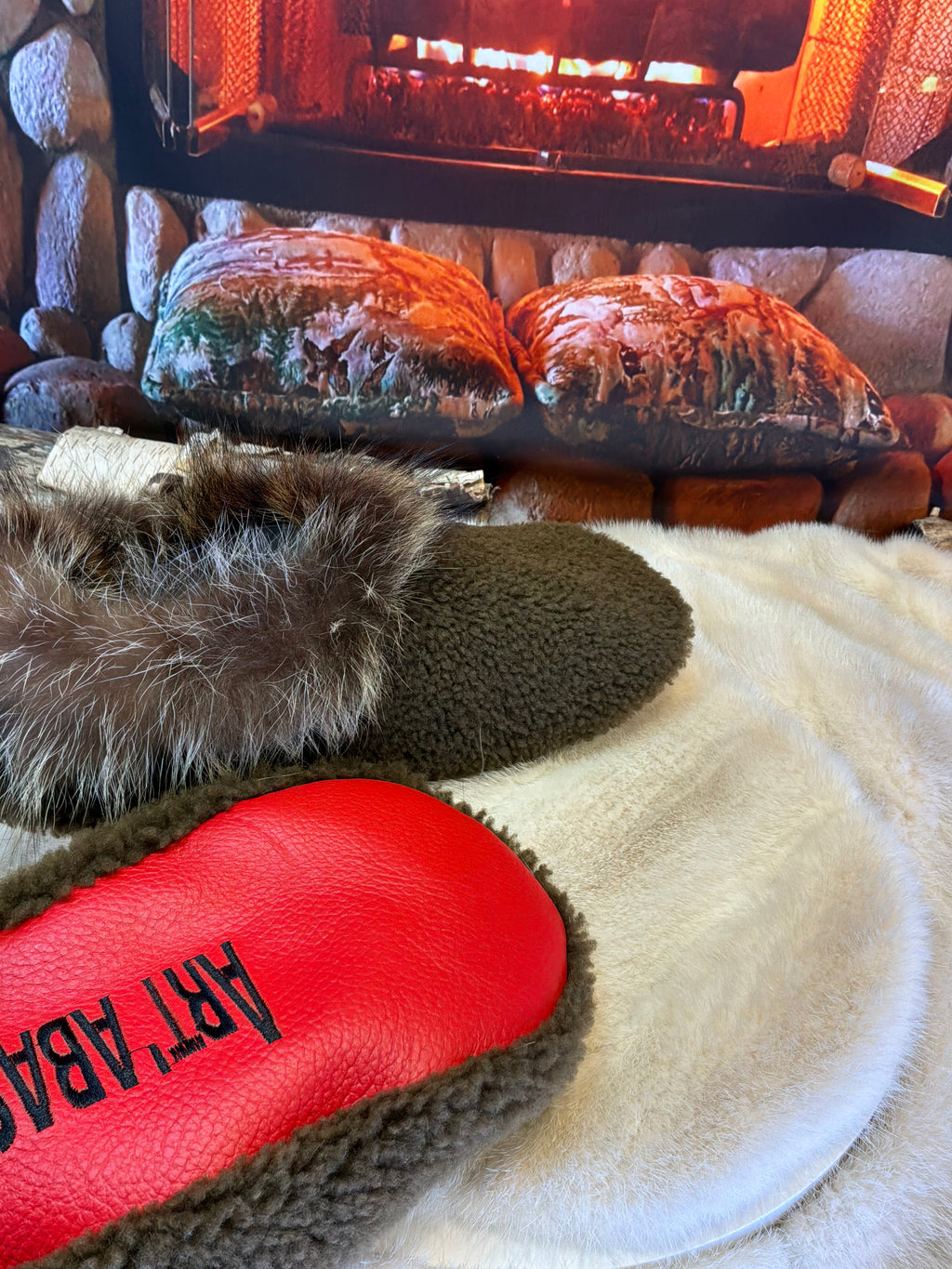 Slipper Aline pointure 11 Homme – Sherling italien & cuir recyclé, pièce unique faite à la main au Québec