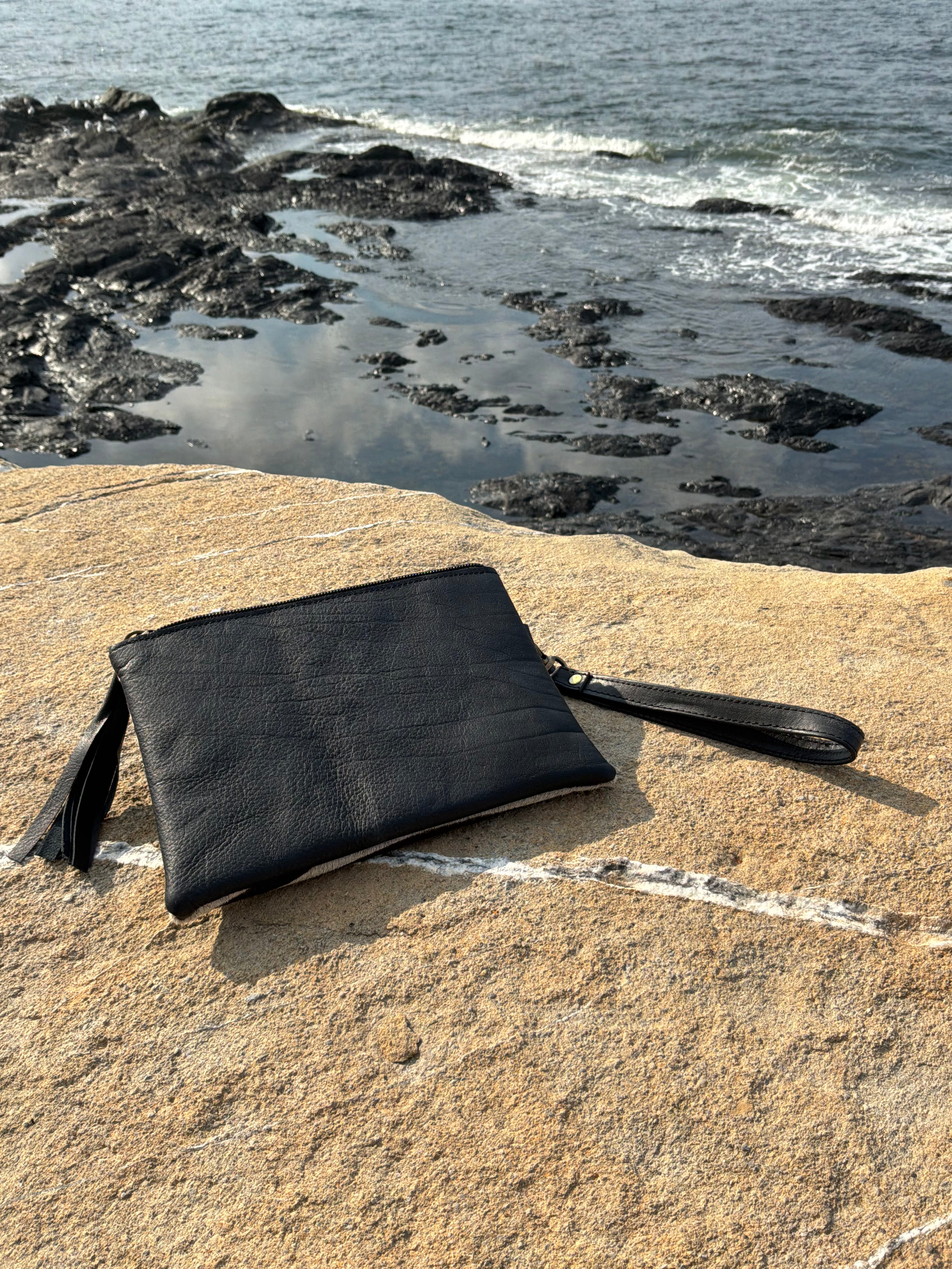 Pochette-portefeuille multifonction en fourrure de vache imprimée zébrée – ArtAbaska