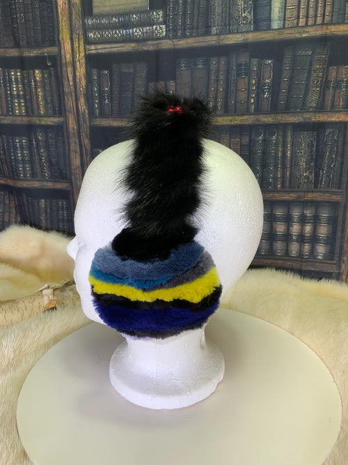 Cache-Oreilles tout en fourrure recyclée Édition Lannières cousues une à une