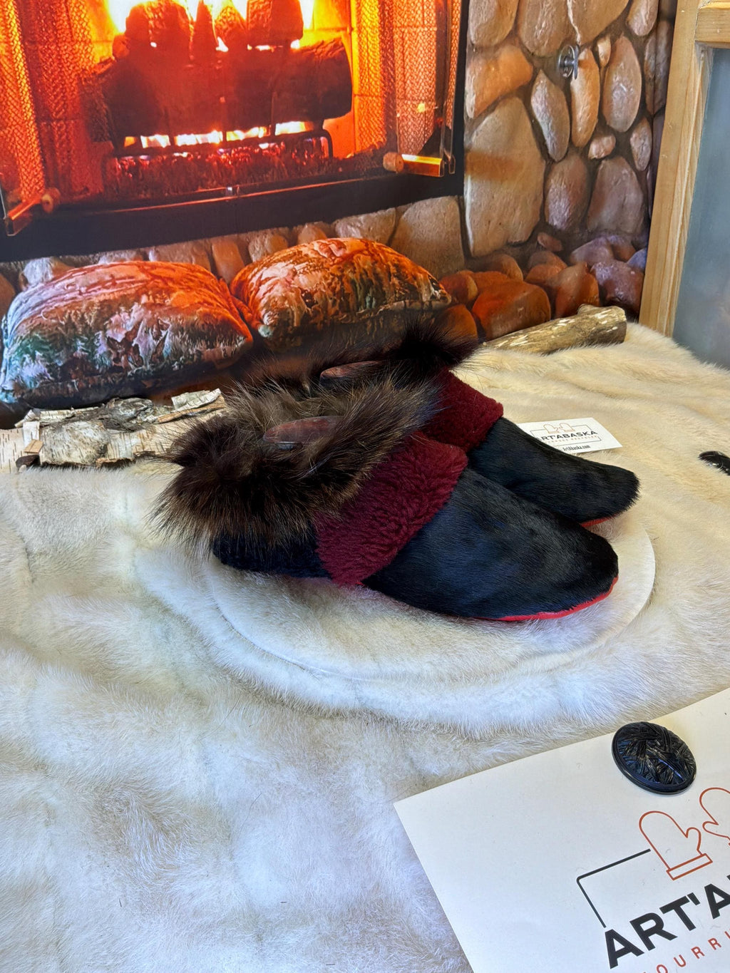 Slipper Romaine pointure 8 femme – Sherling italien & cuir recyclé, pièce unique faite à la main au Québec