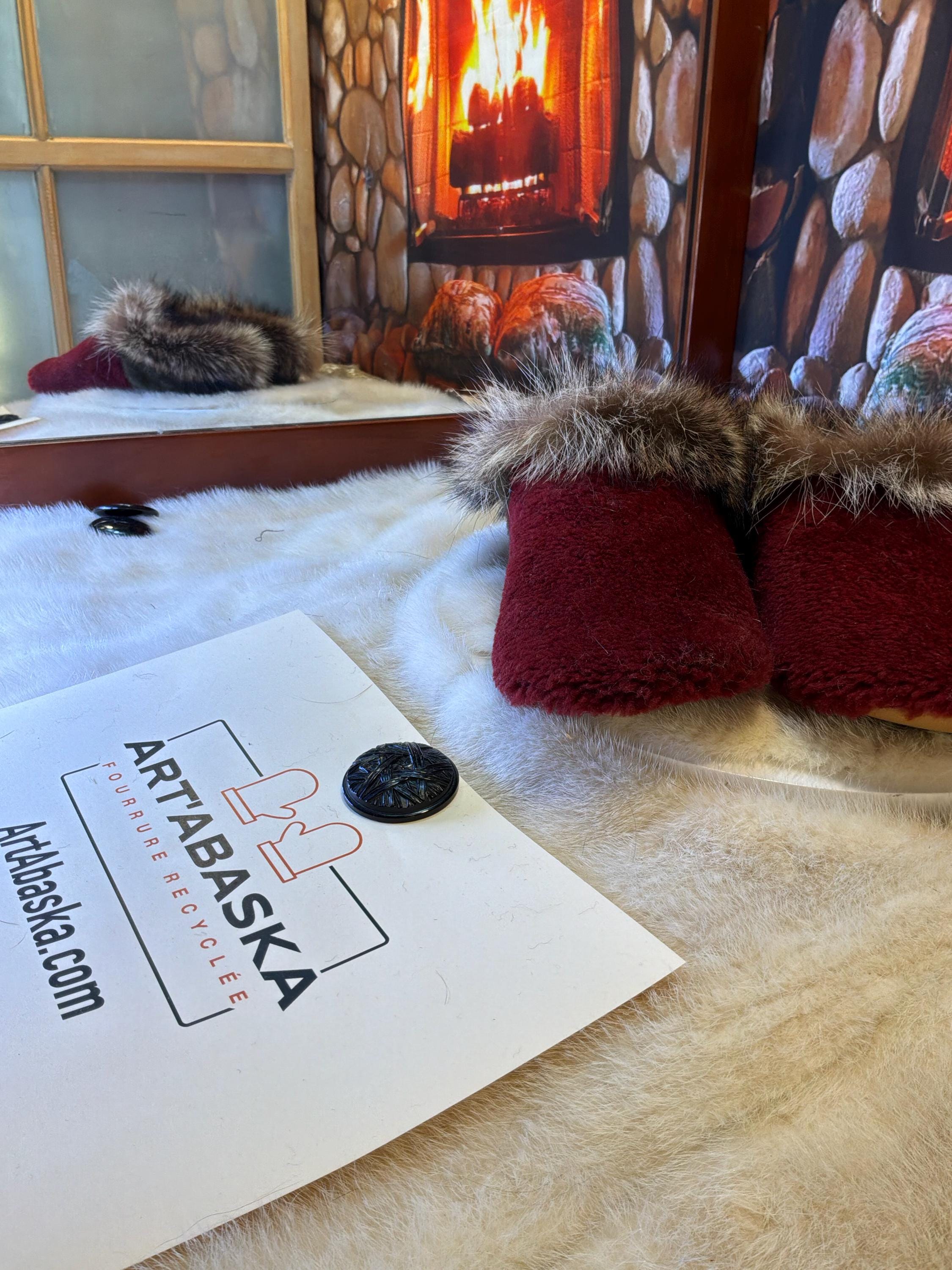 Slipper Yvette pointure 6 femme – Sherling italien & cuir recyclé, pièce unique faite à la main au Québec
