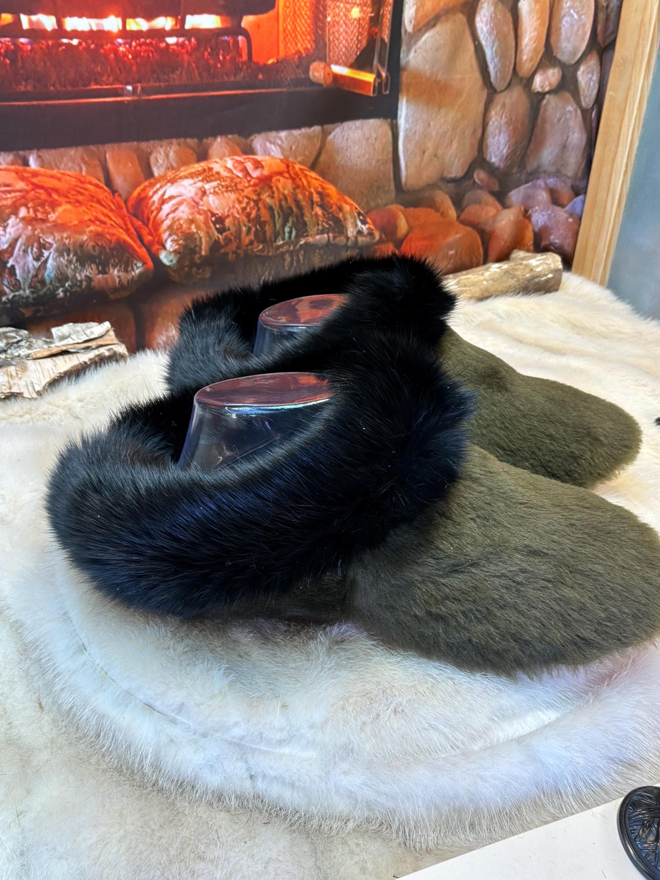 Slipper  Simonne pointure 8 femme – Sherling italien & cuir recyclé, pièce unique faite à la main au Québec