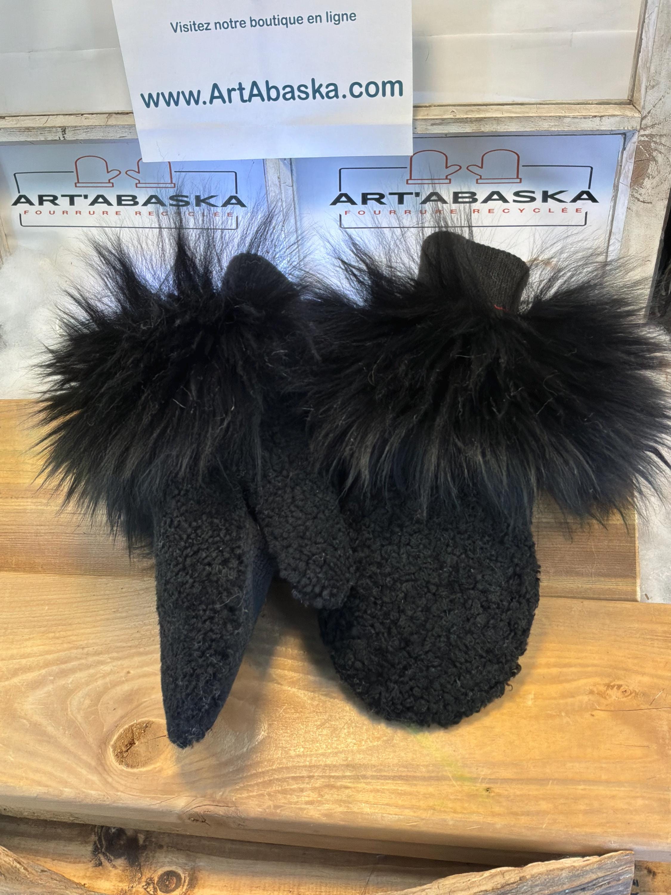 Mitaines de ville Medium Andrée en fourrure recyclée – Faites à la main au Québec – Légères, élégantes, confort urbain – ArtAbaska