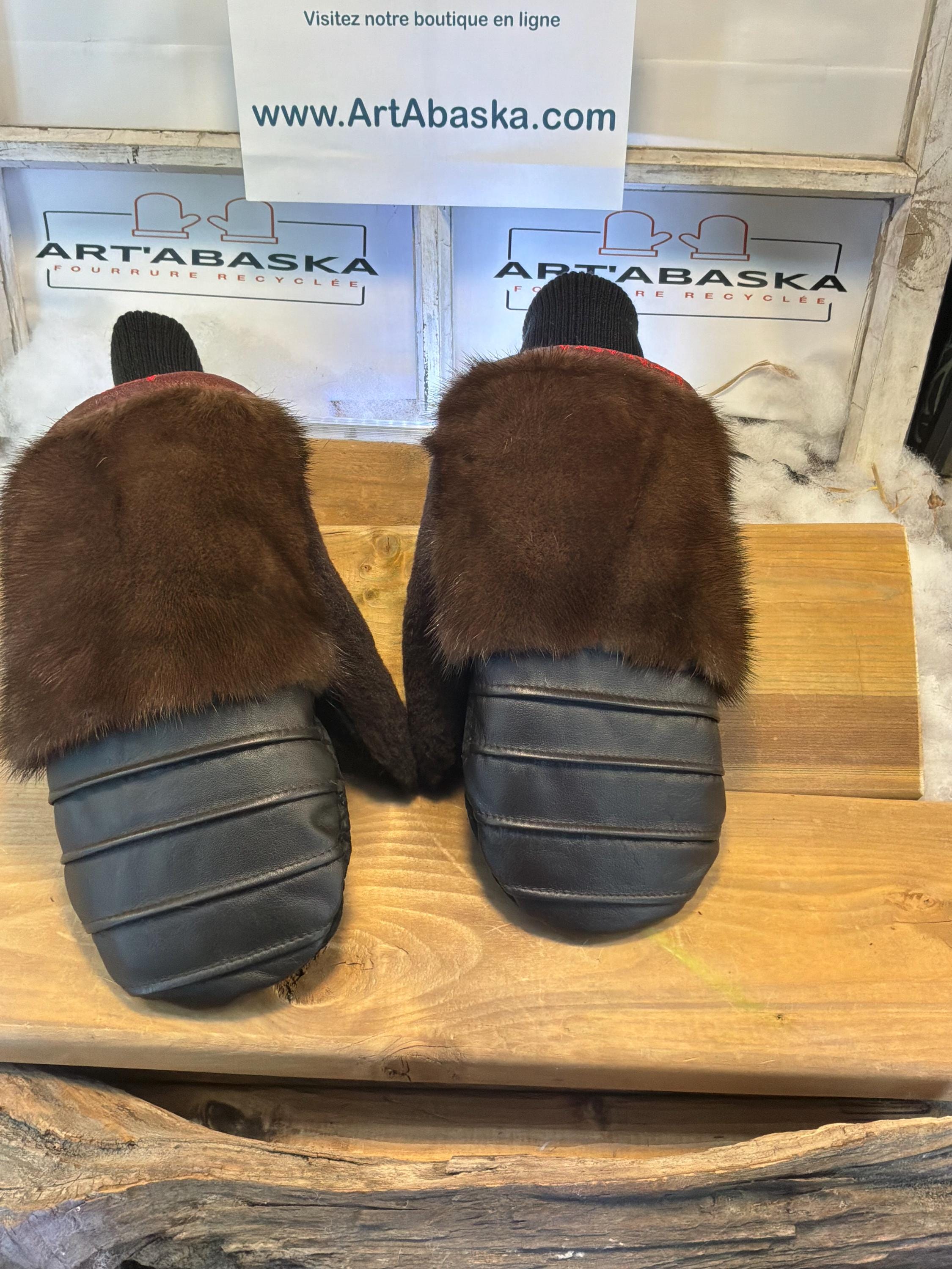 Mitaines de ville X-Large Alice en fourrure recyclée – Faites à la main au Québec – Légères, élégantes, confort urbain – ArtAbaska