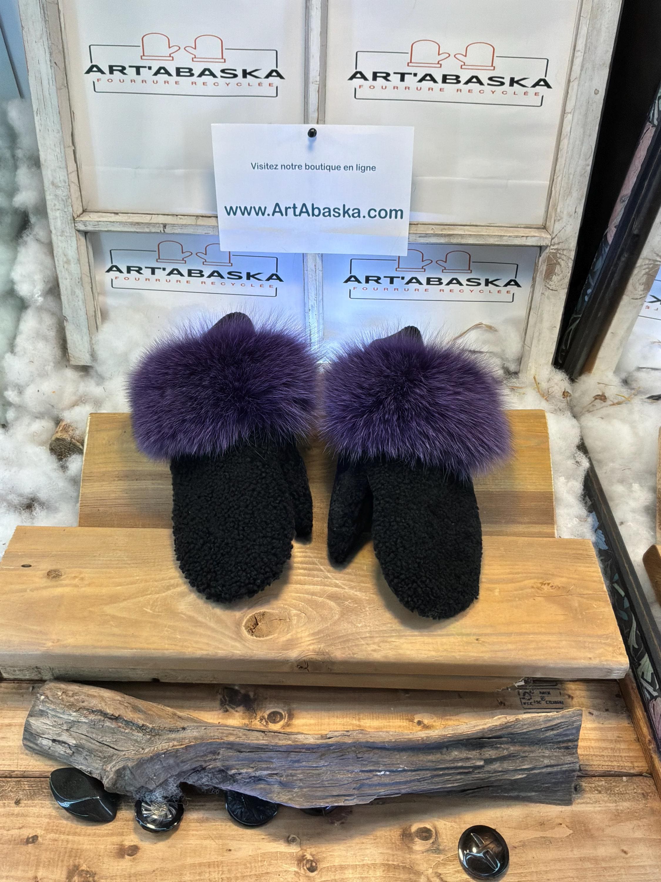 Mitaines de ville Medium Raymonde en fourrure recyclée – Faites à la main au Québec – Légères, élégantes, confort urbain – ArtAbaska