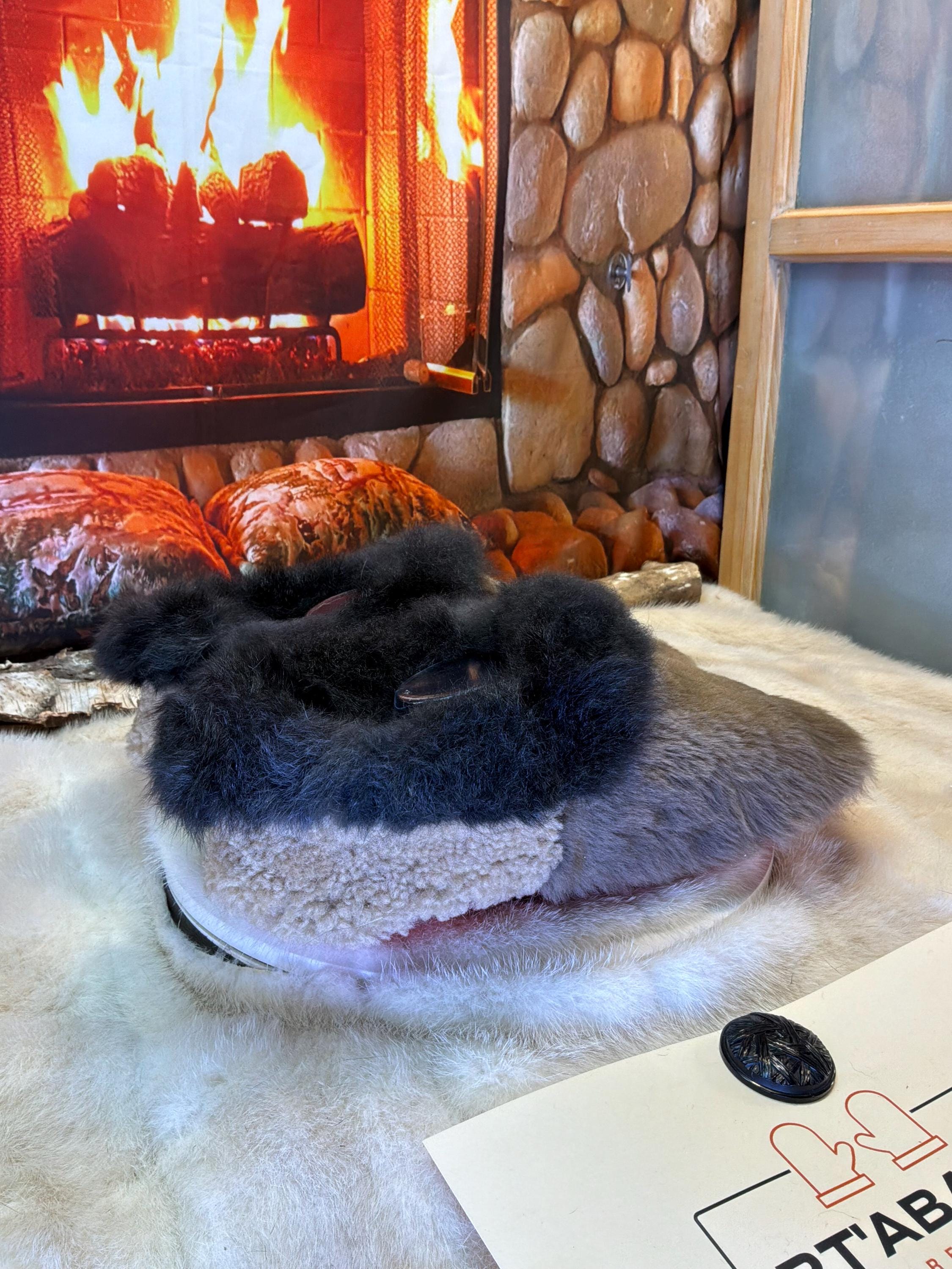 Slipper Alexandrine pointure 12 Homme – Sherling italien & cuir recyclé, pièce unique faite à la main au Québec