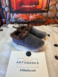 Slipper Armande pointure 9 Homme / 11 Femme – Sherling italien & cuir recyclé, pièce unique faite à la main au Québec