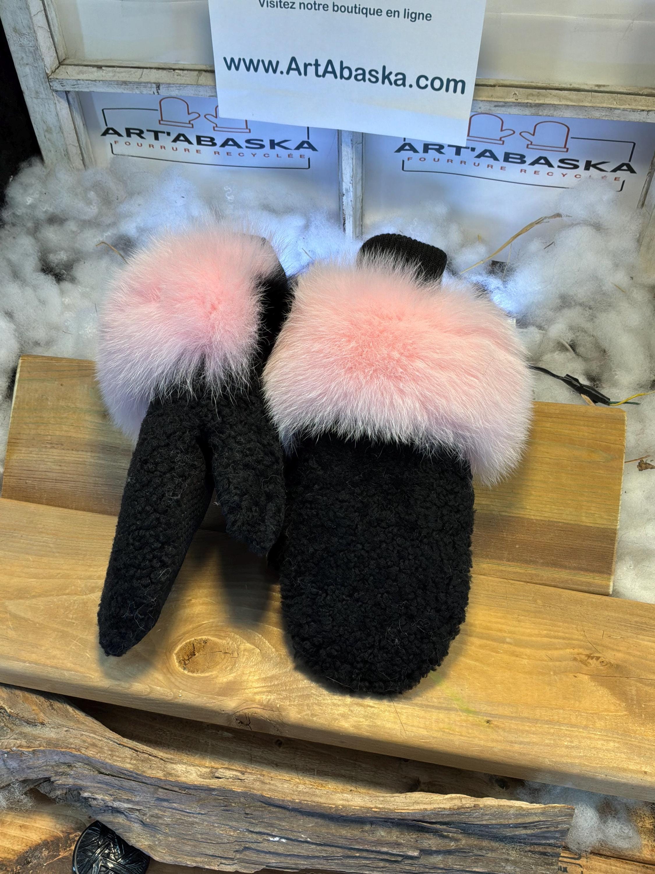 Mitaines de ville Large Colette en fourrure recyclée – Faites à la main au Québec – Légères, élégantes, confort urbain – ArtAbaska