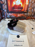 Slipper Valérie pointure 10 Homme – Sherling italien & cuir recyclé, pièce unique faite à la main au Québec
