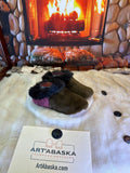 Slipper Berthe pointure 7 femme – Sherling italien & cuir recyclé, pièce unique faite à la main au Québec