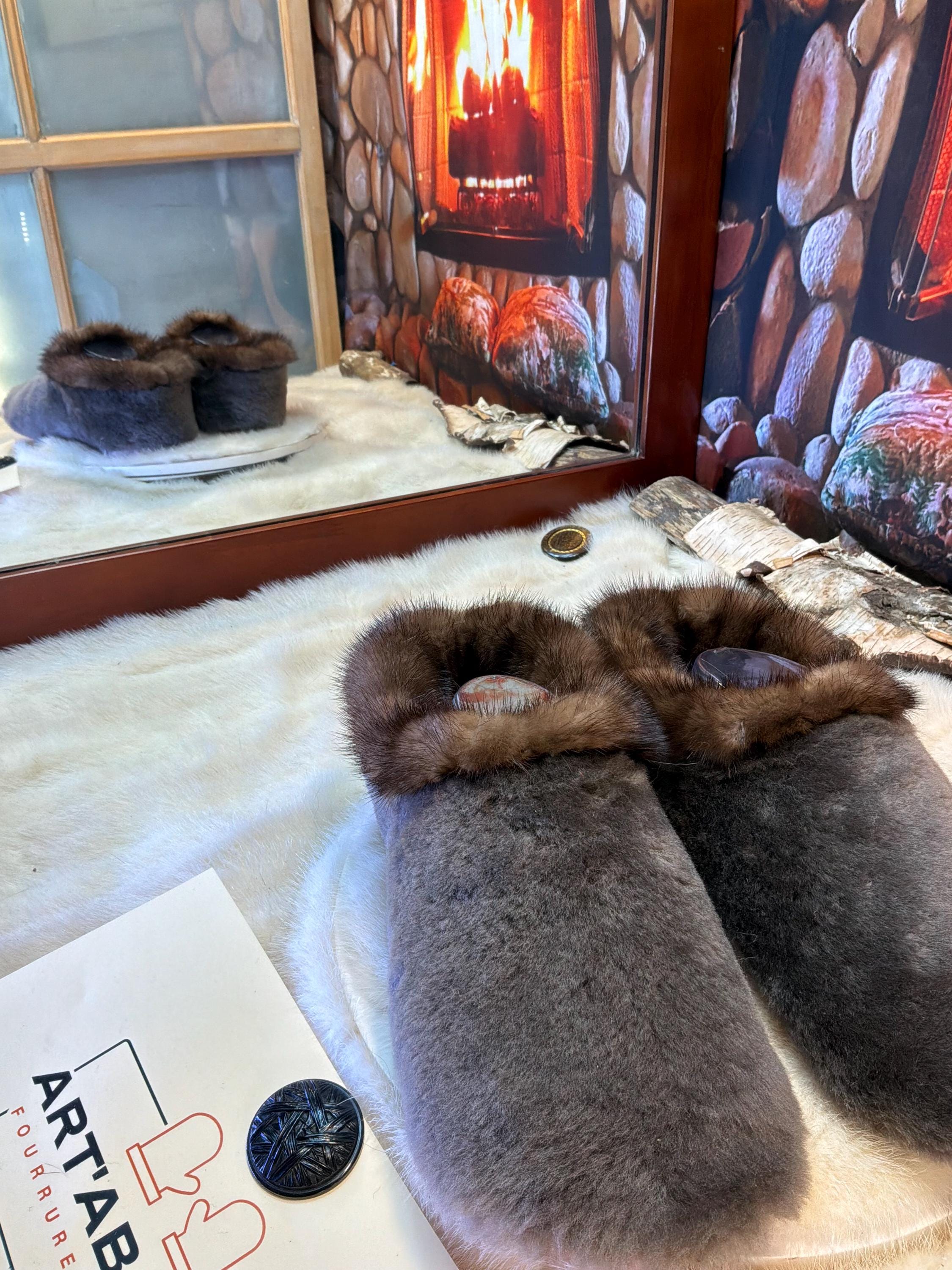 Slipper Armande pointure 9 Homme / 11 Femme – Sherling italien & cuir recyclé, pièce unique faite à la main au Québec