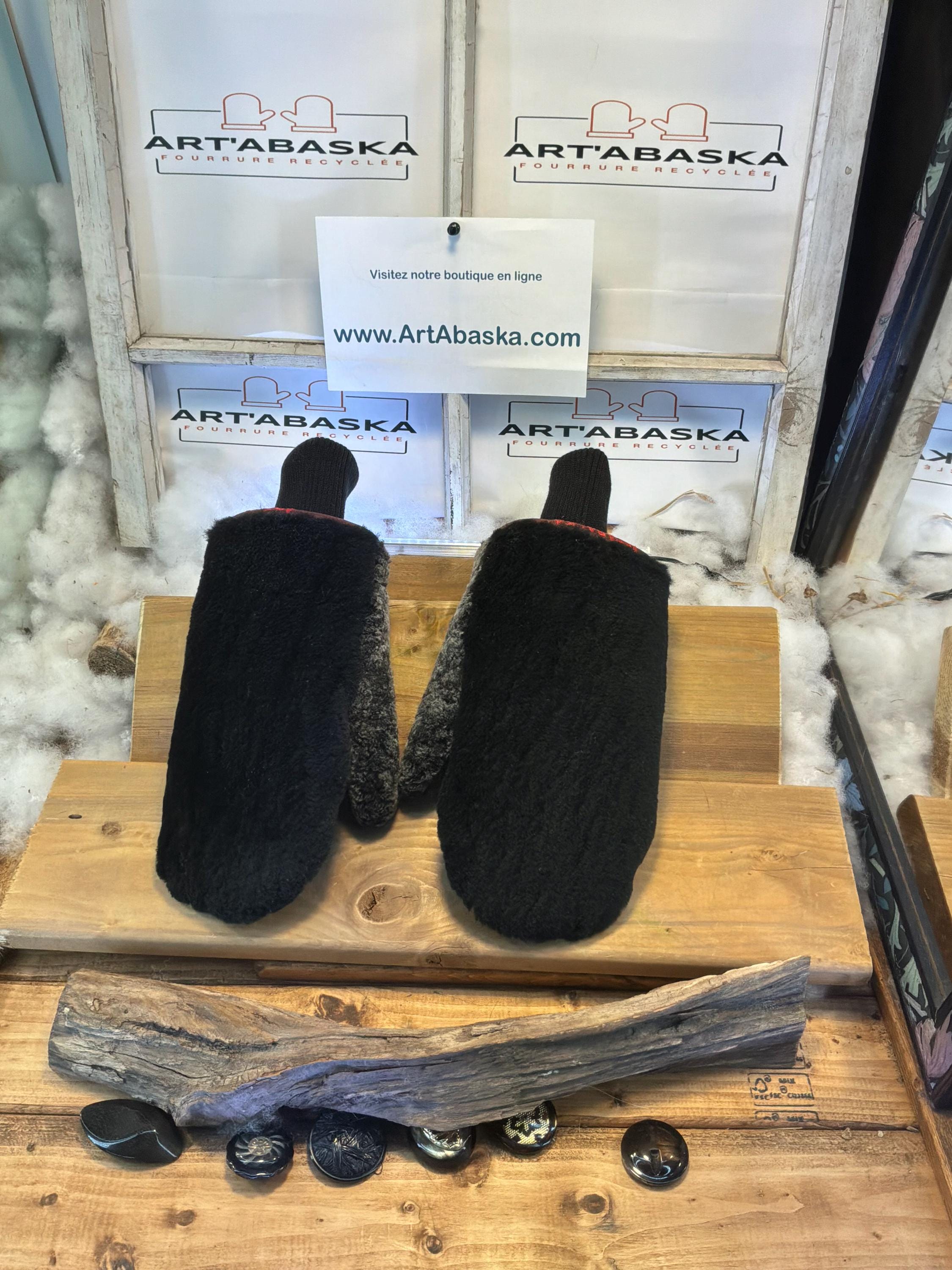 Mitaines de ville X-Large Irène en fourrure recyclée – Faites à la main au Québec – Légères, élégantes, confort urbain – ArtAbaska