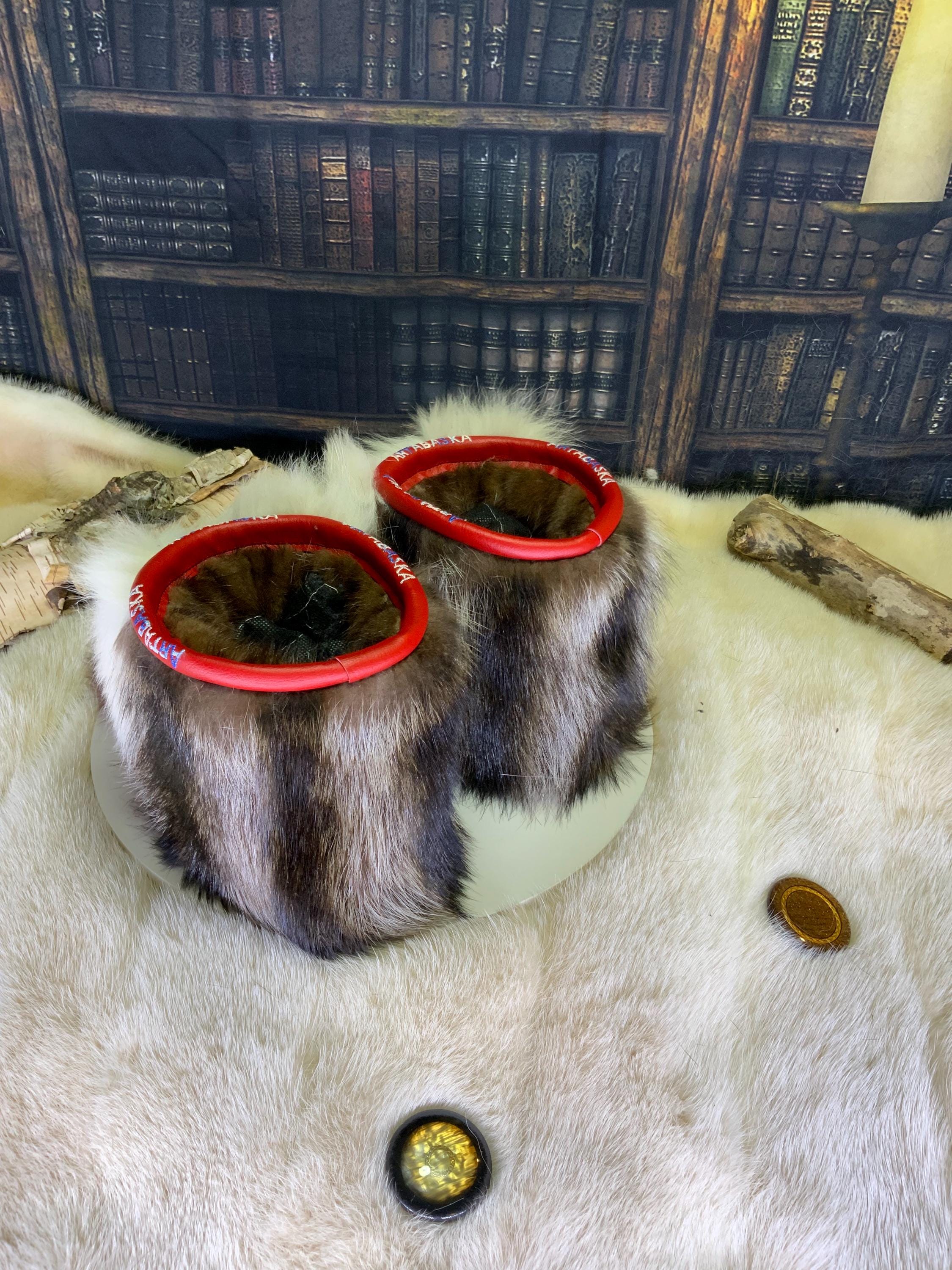 Mocassins d’intérieur Rosa pour femme 7 en fourrures recyclées et cuir récupéré d’usine – faits à la main au Québec, chauds, respirants, confort de luxe, pièce unique Art’Abaska 💕