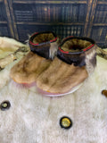 Mocassin d’intérieur homme Les Murielle – pointure 10 – vison & raton recyclés – pièce unique faite à la main au Québec, chaud et durable