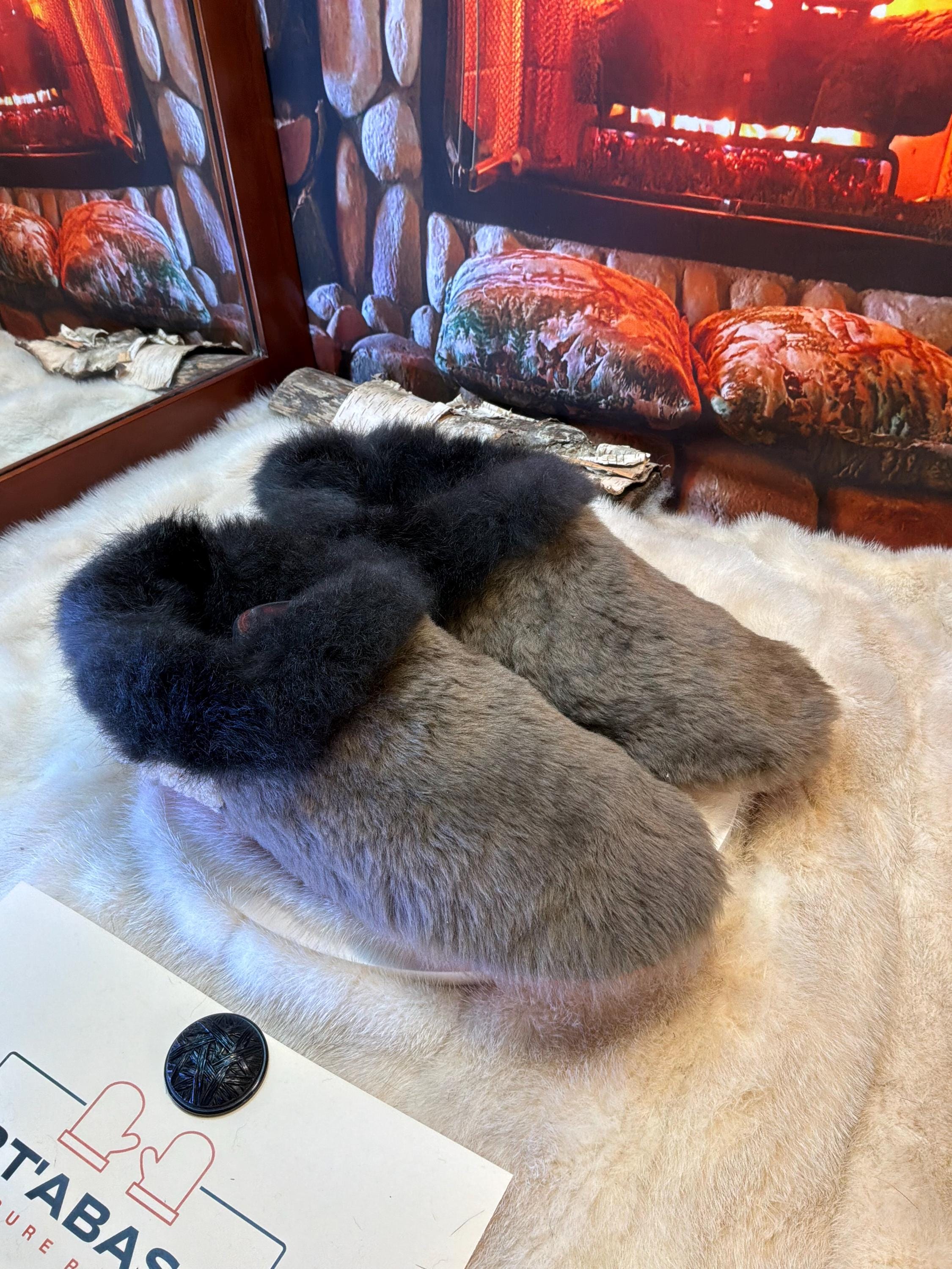 Slipper Alexandrine pointure 12 Homme – Sherling italien & cuir recyclé, pièce unique faite à la main au Québec