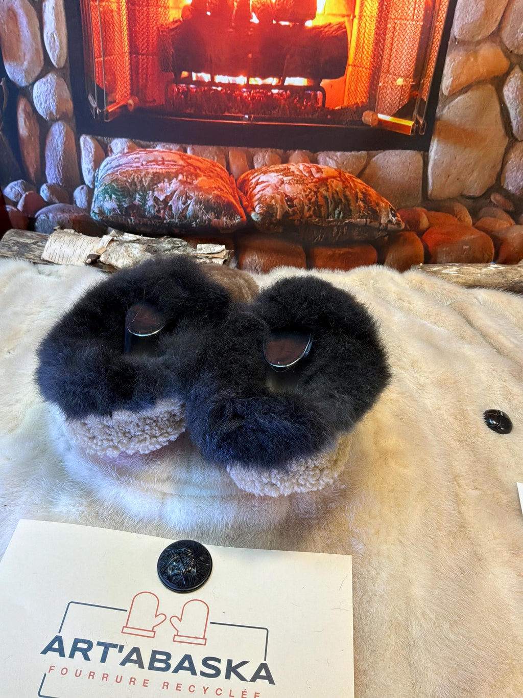 Slipper Alexandrine pointure 12 Homme – Sherling italien & cuir recyclé, pièce unique faite à la main au Québec