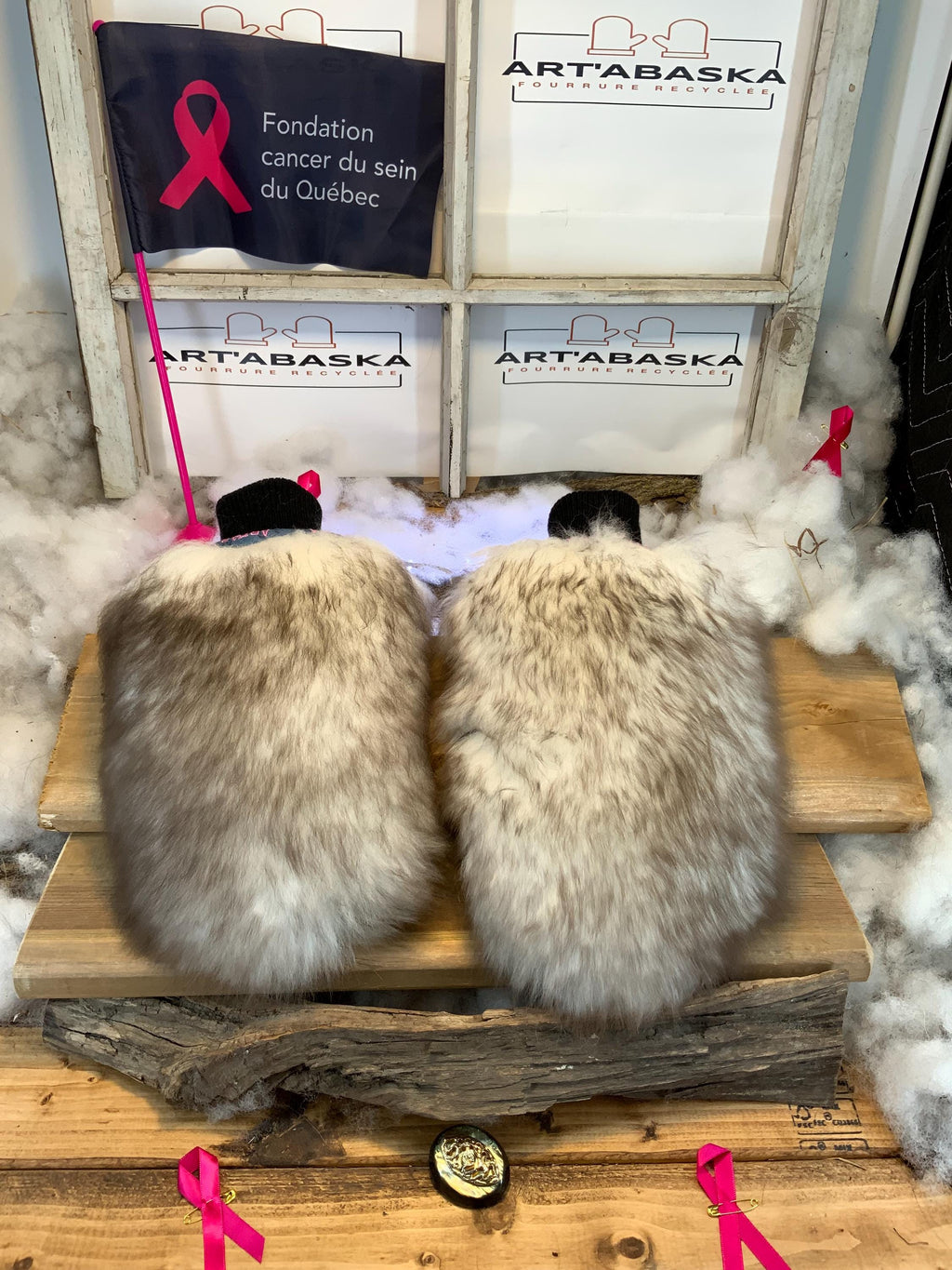 Mitaines de ville Marthe, Medium, en fourrure recyclée ultra épaisse, patchwork artistique, pièce unique faite à la main au Québec