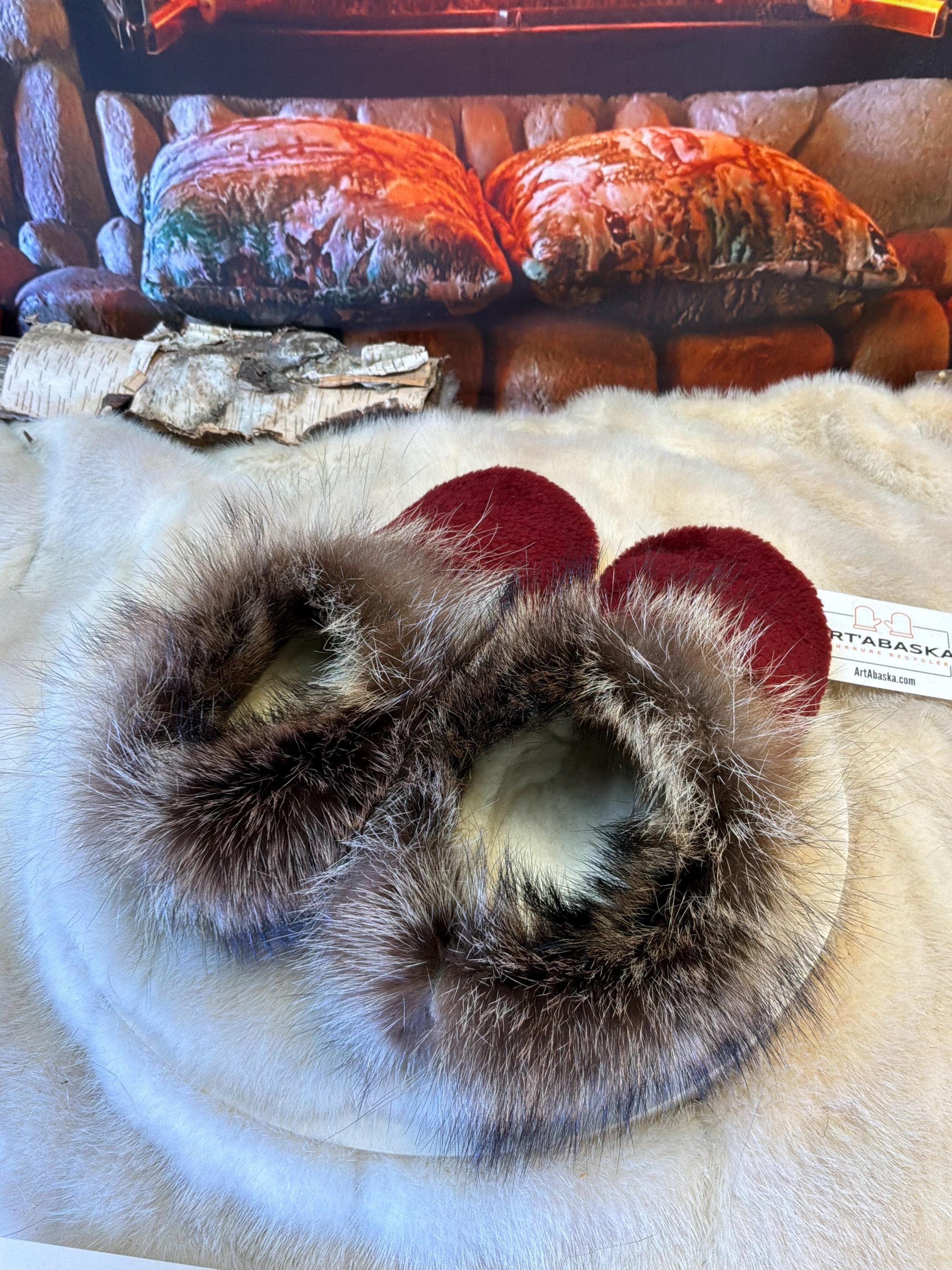 Slipper Yvette pointure 6 femme – Sherling italien & cuir recyclé, pièce unique faite à la main au Québec