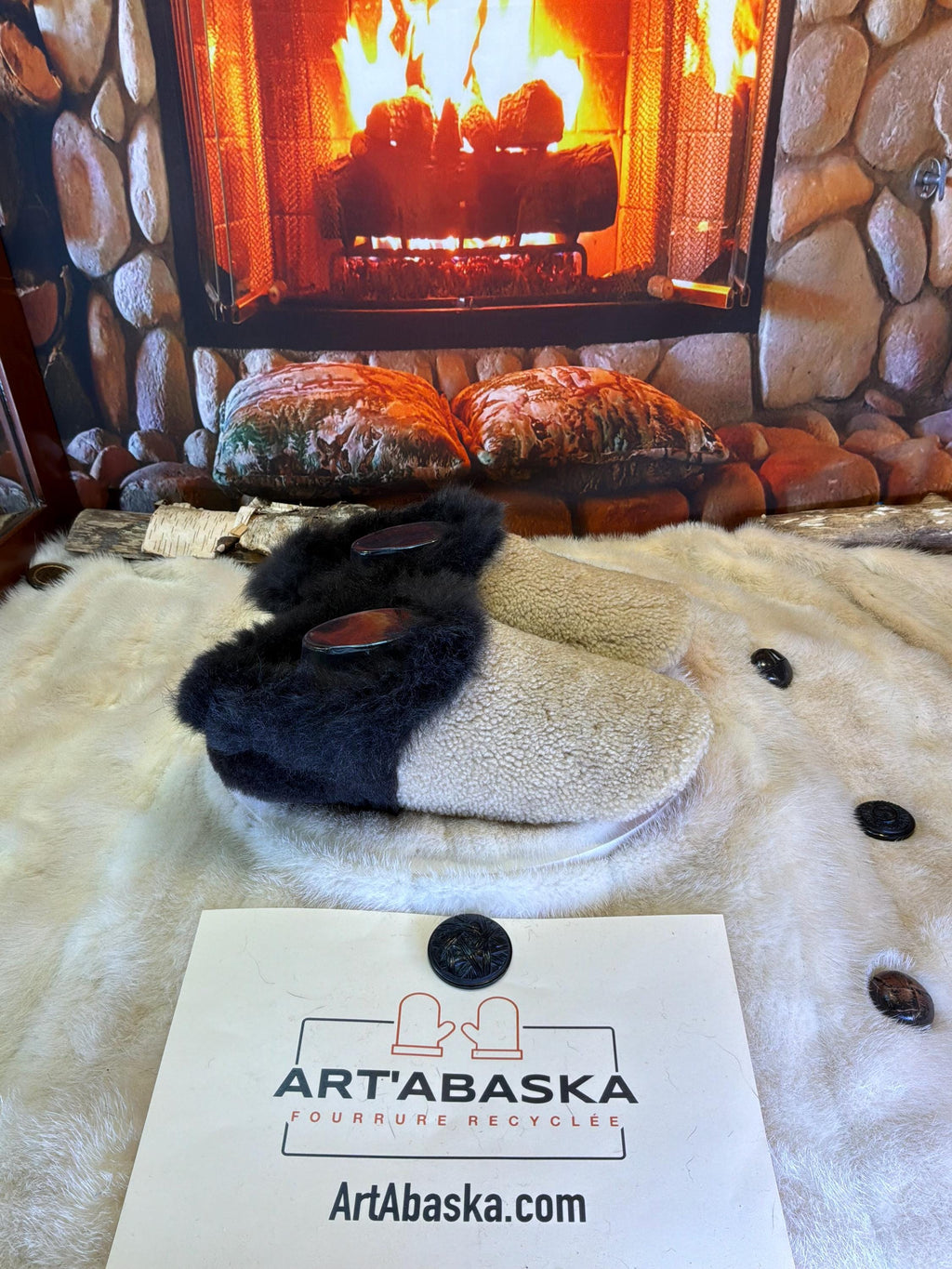Slipper Rosanne pointure 10 femme – Sherling italien & cuir recyclé, pièce unique faite à la main au Québec