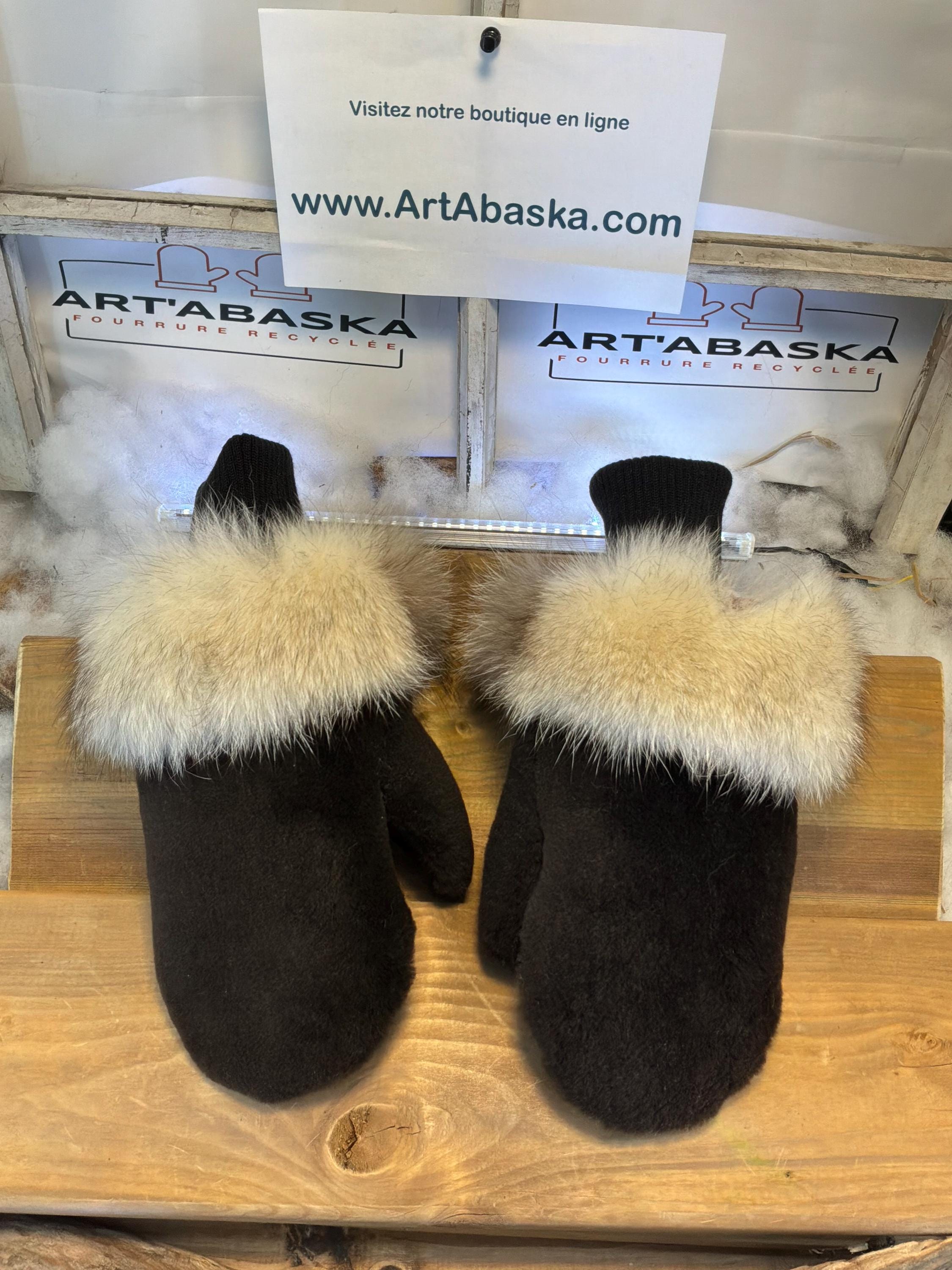 Mitaines de ville Medium Henriette en fourrure recyclée – Faites à la main au Québec – Légères, élégantes, confort urbain – ArtAbaska