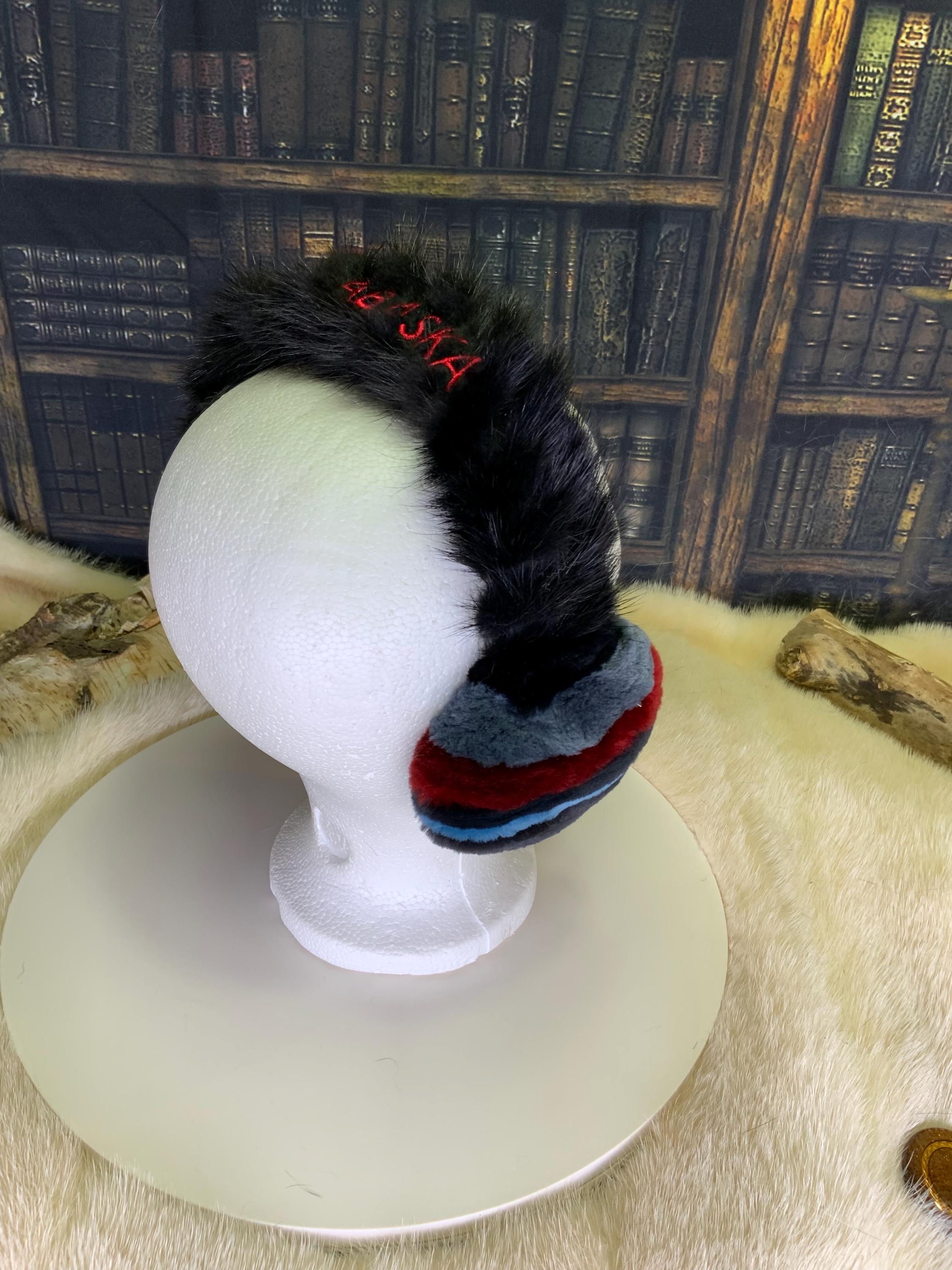 Cache-Oreilles tout en fourrure recyclée Édition Lannières cousues une à une