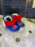 Mocassin d’intérieur homme Les Hélène – pointure 11 édition spéciale Nordiques de Québec – cuir & fourrure recyclés – fait à la main Québec