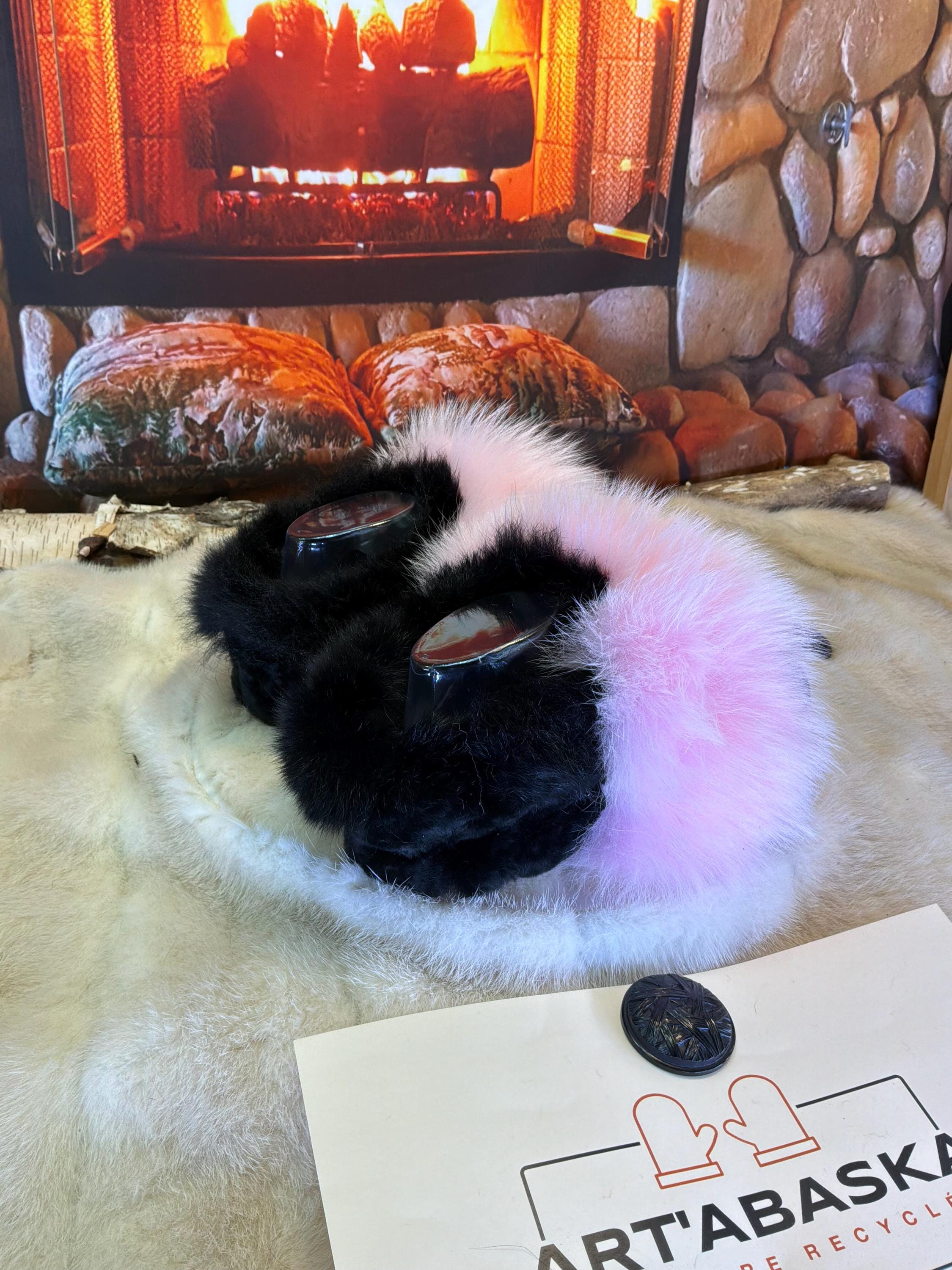 Slipper Fidélia pointure 8 femme – Sherling italien & cuir recyclé, pièce unique faite à la main au Québec