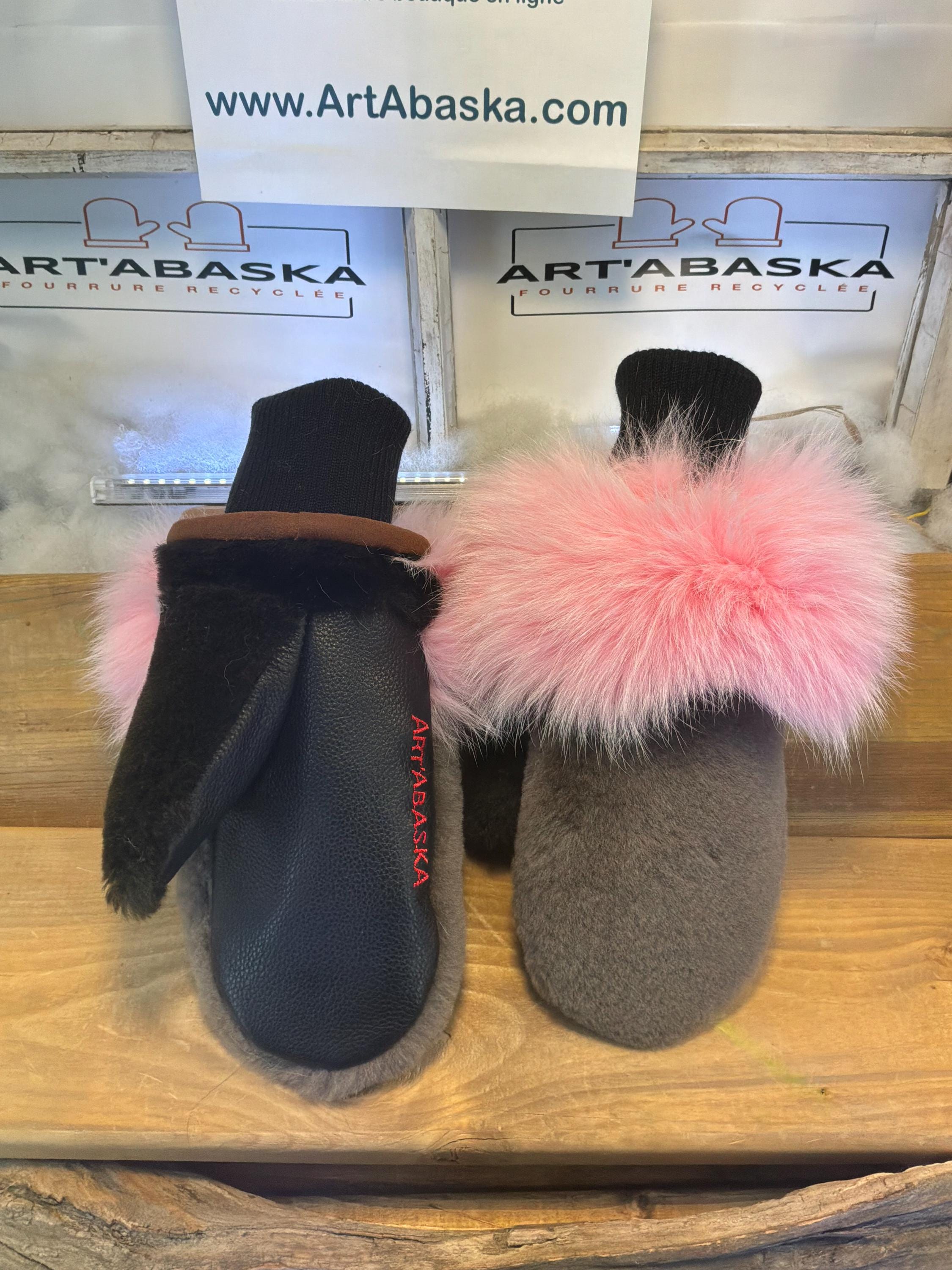Mitaines de ville Small Monique en fourrure recyclée – Faites à la main au Québec – Légères, élégantes, confort urbain – ArtAbaska