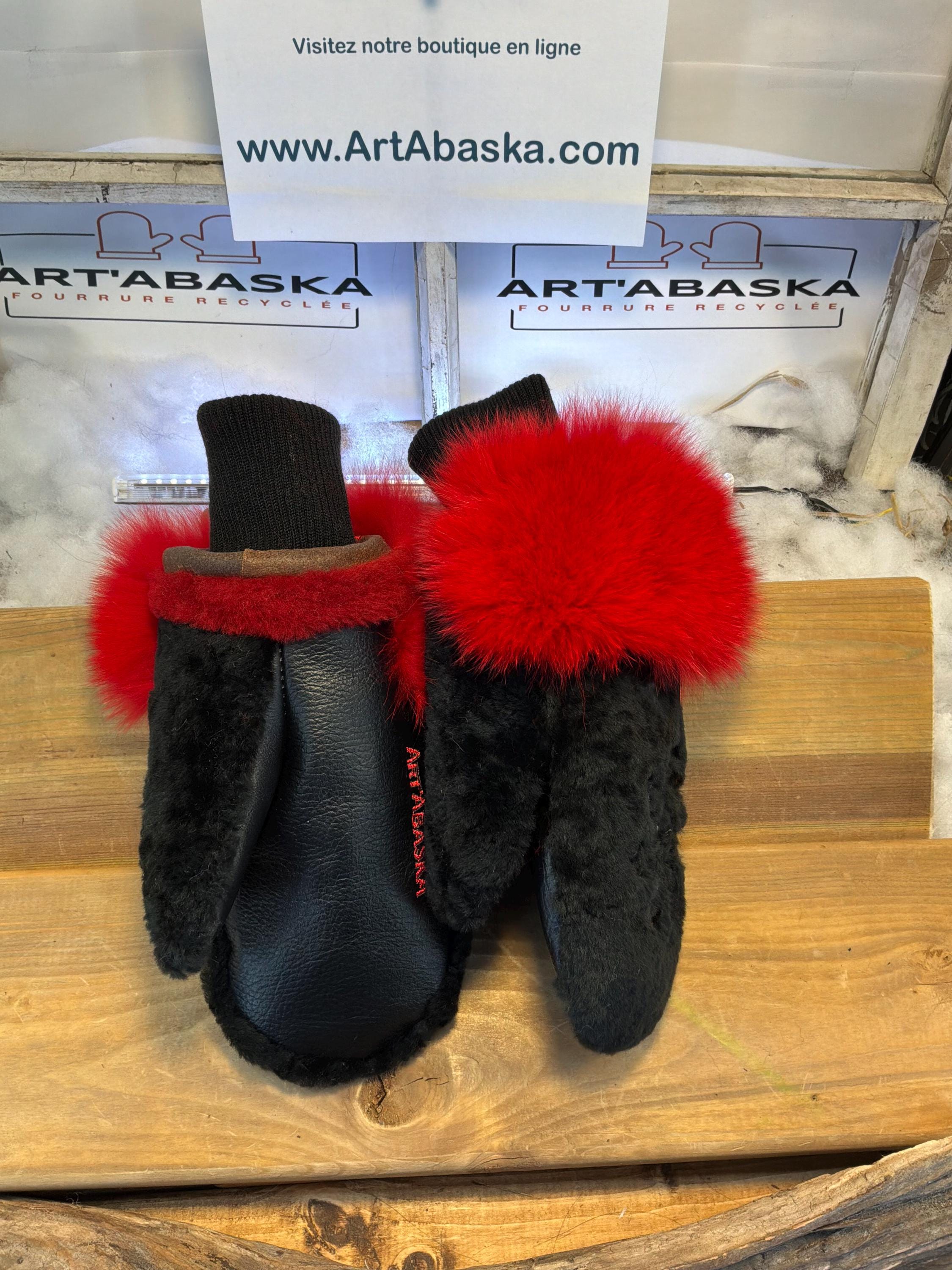 Mitaines de ville Médium Lise en fourrure recyclée – Faites à la main au Québec – Légères, élégantes, confort urbain – édition brodée