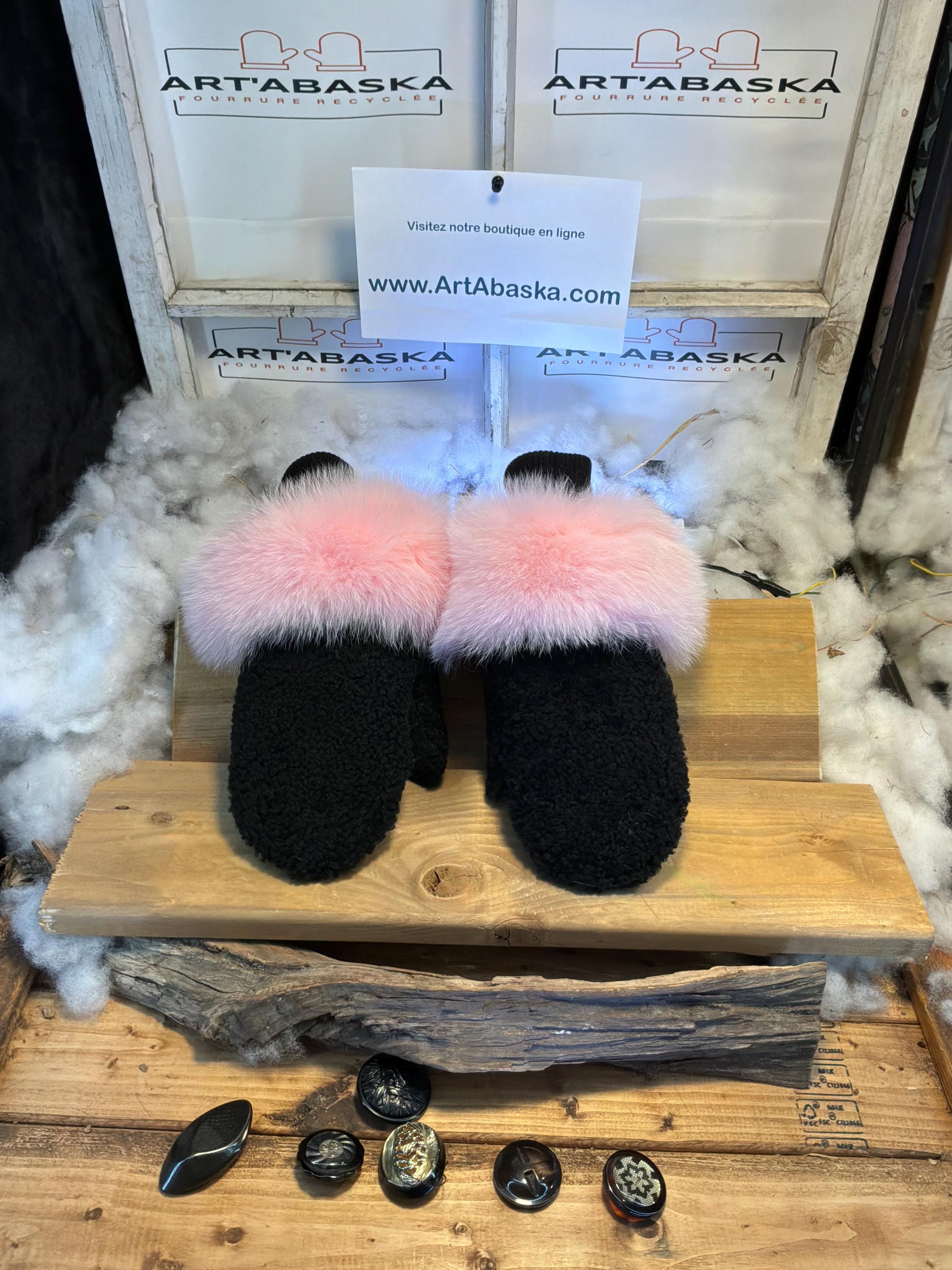 Mitaines de ville Large Colette en fourrure recyclée – Faites à la main au Québec – Légères, élégantes, confort urbain – ArtAbaska