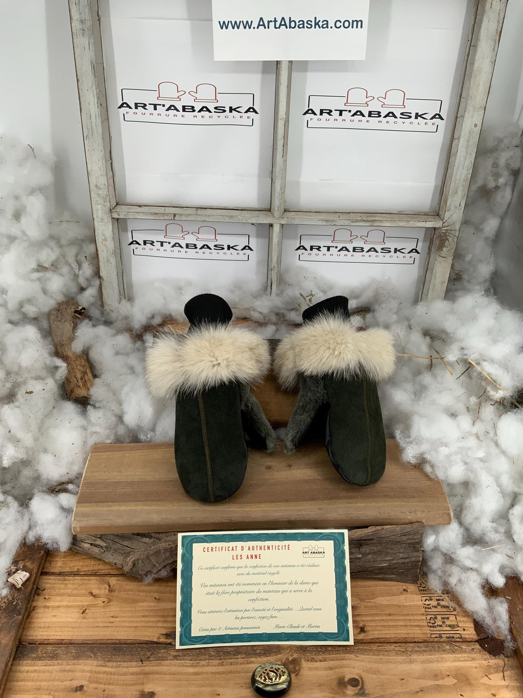 Mitaines de Ville en fourrure et cuir recyclés, Les Anne Grandeur Médium